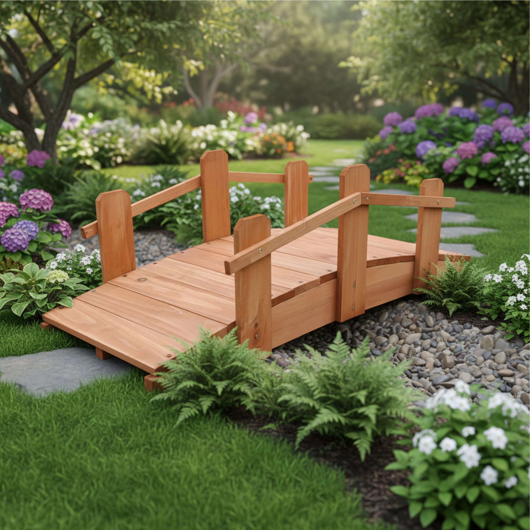 Gartenbrücke Tannenholz Orange von Relaxdays