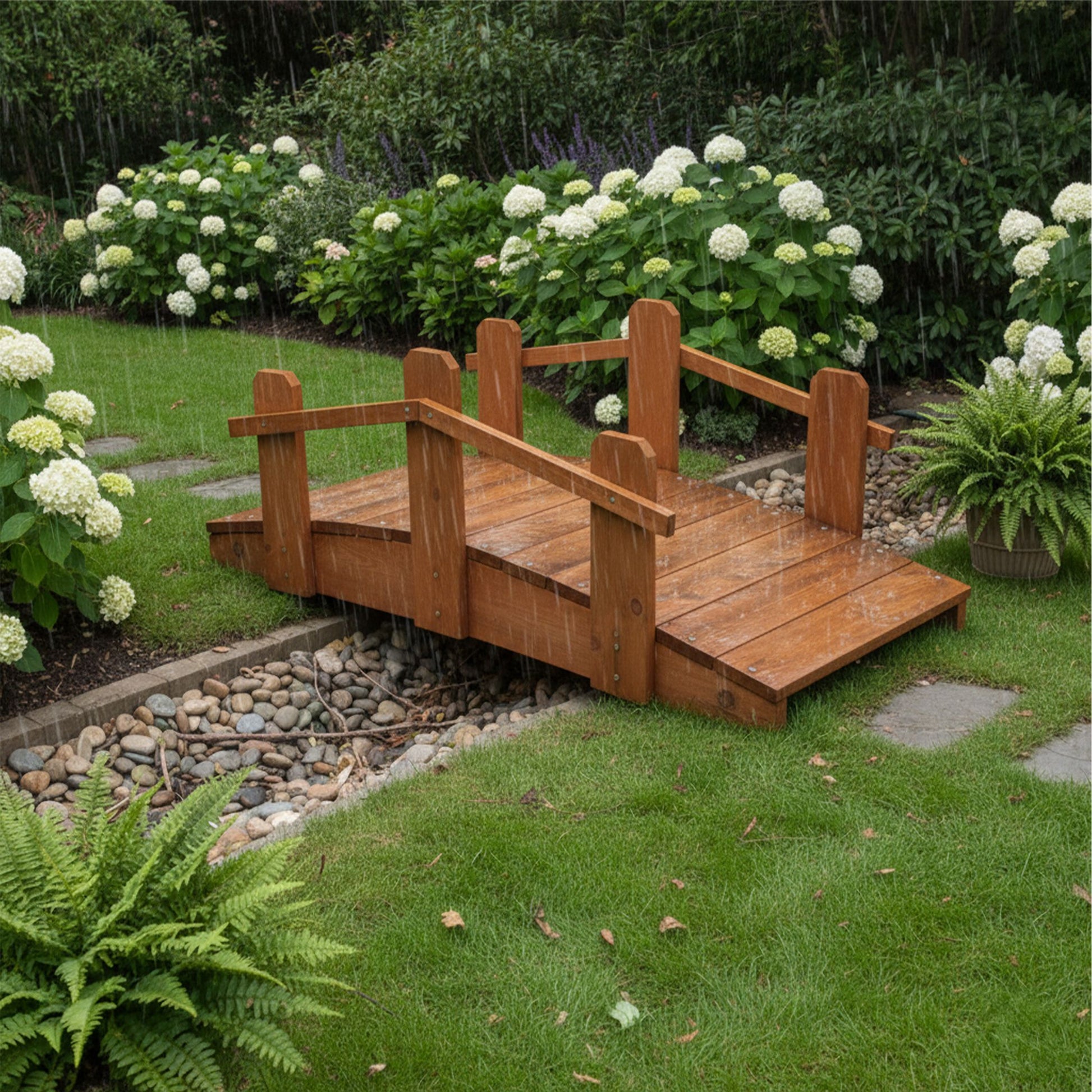 Gartenbrücke Tannenholz Orange von Relaxdays