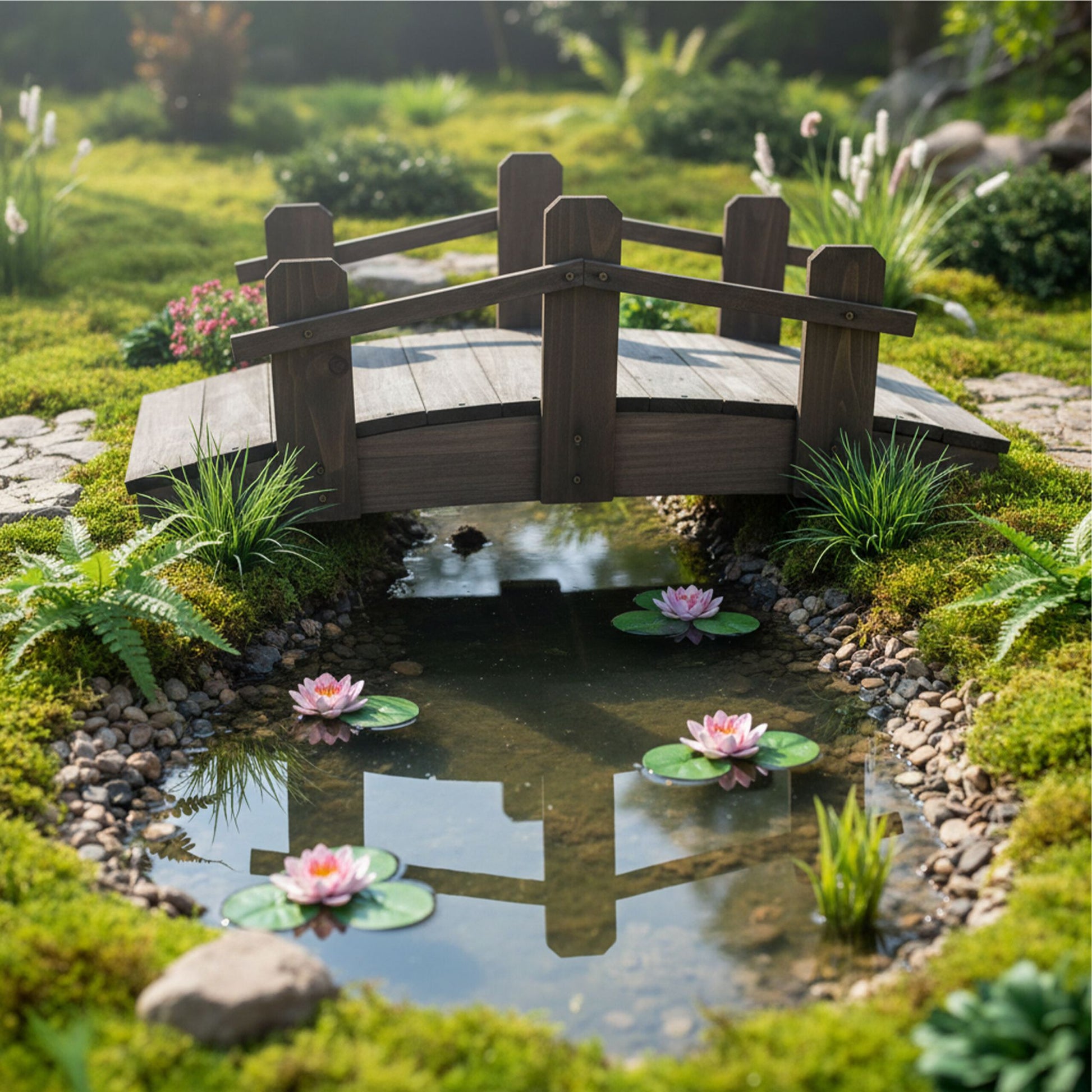 Gartenbrücke Tannenholz Braun von Relaxdays