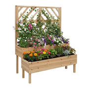 Blumenkasten mit Spalier Holz Hellbraun von Relaxdays