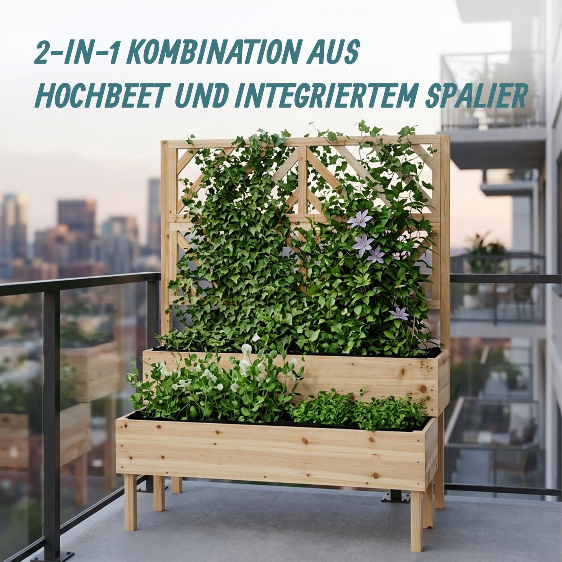 Blumenkasten mit Spalier Holz Hellbraun von Relaxdays