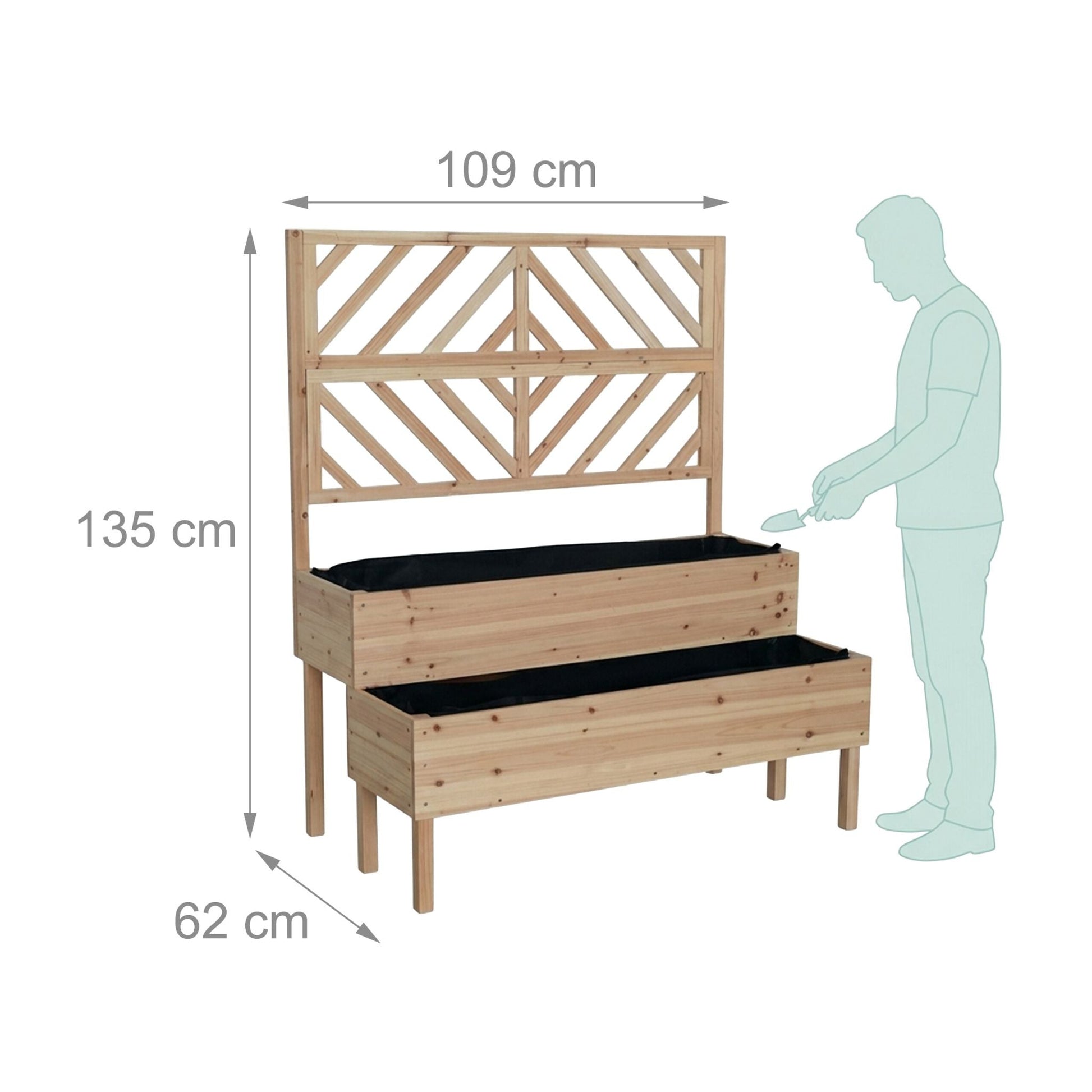 Blumenkasten mit Spalier Holz Hellbraun von Relaxdays