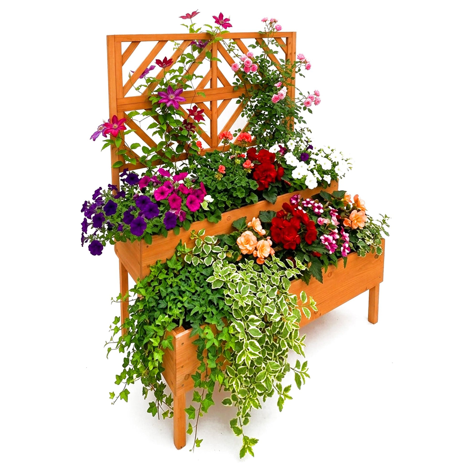 Blumenkasten mit Spalier Holz Orange von Relaxdays