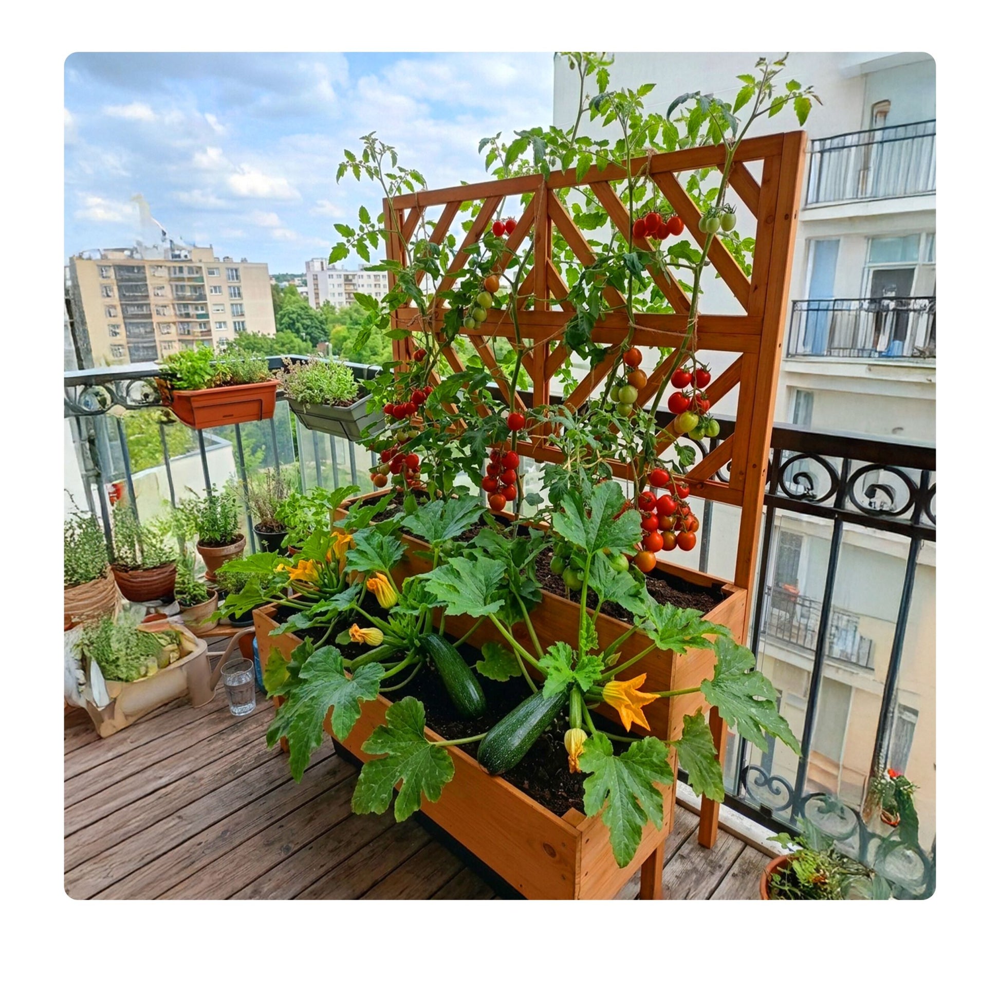 Blumenkasten mit Spalier Holz Orange von Relaxdays