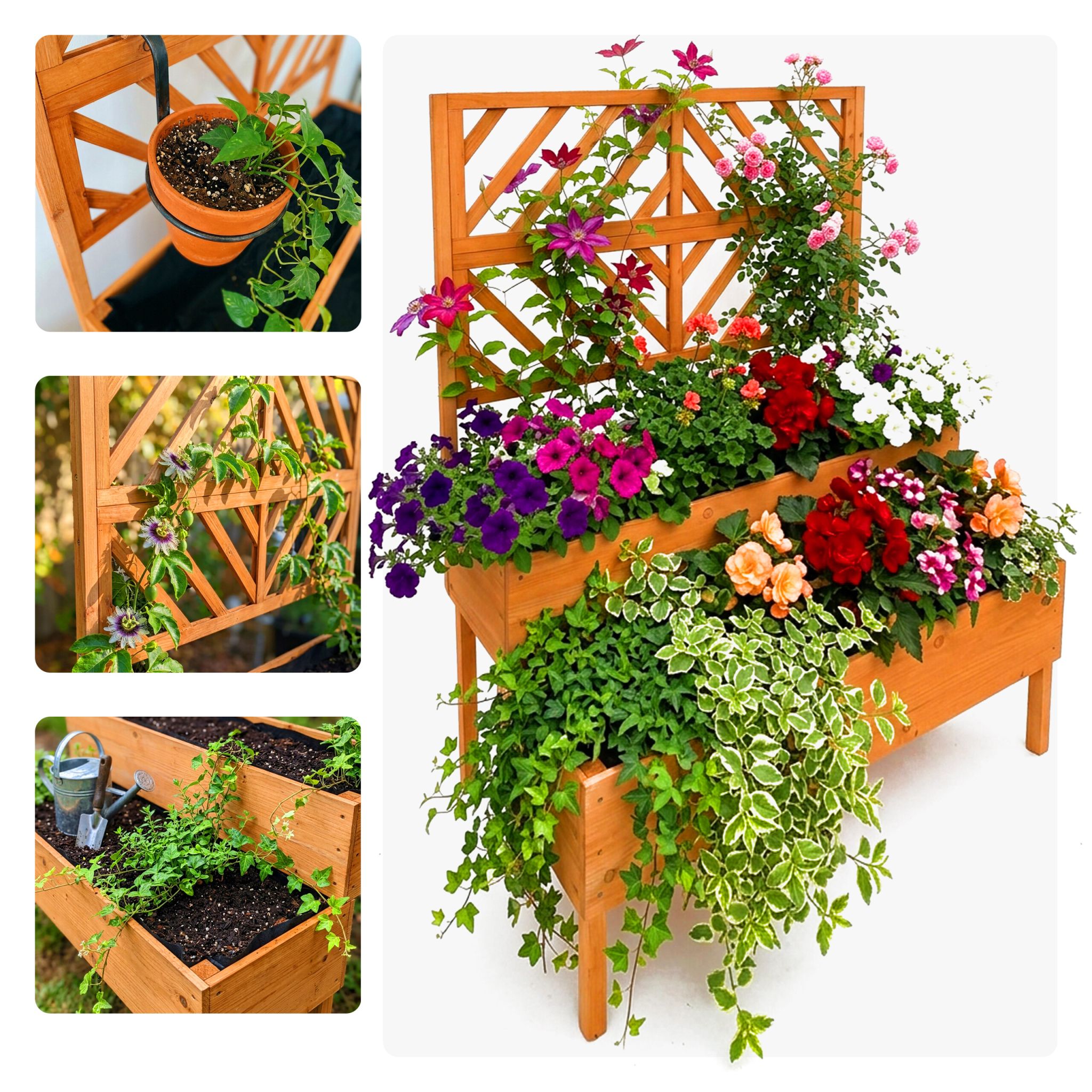 Blumenkasten mit Spalier Holz Orange von Relaxdays