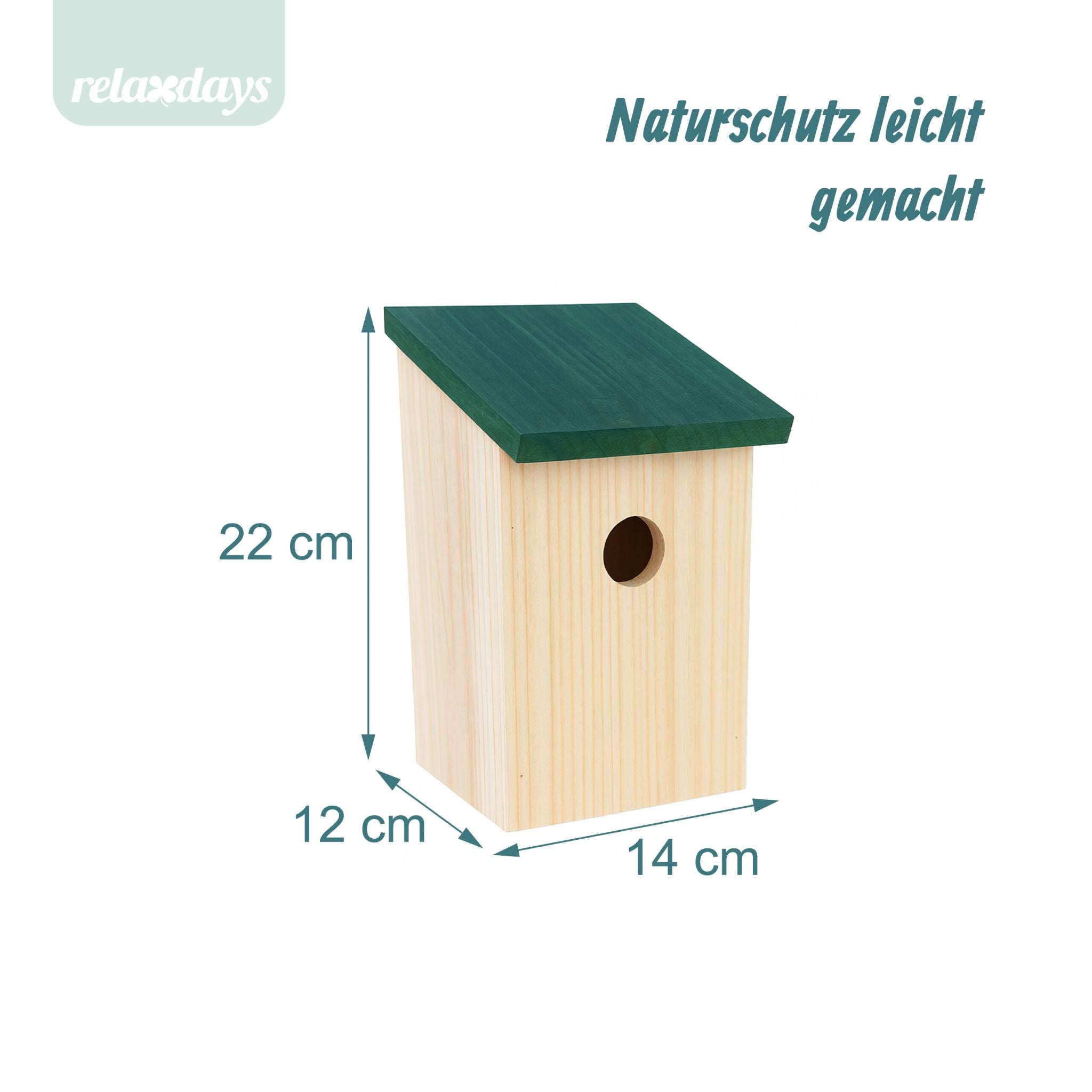 Nistkasten 4er-Set Dunkelgrün-Hellbraun von Relaxdays