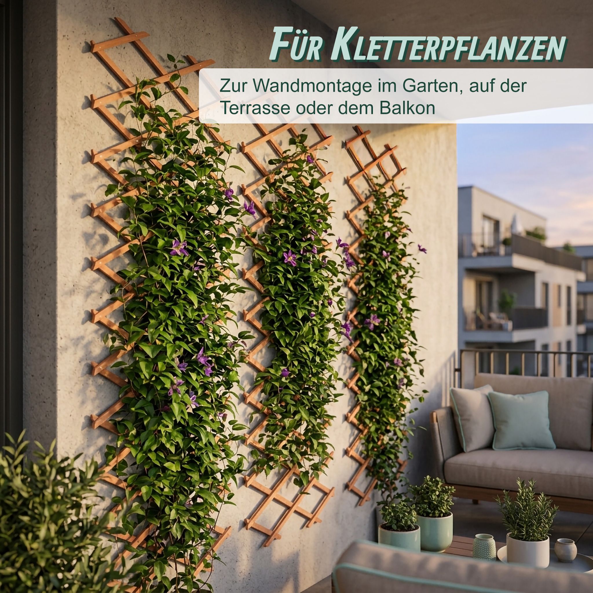 Ausziehbares Rankgitter 3er-Set Orange von Relaxdays
