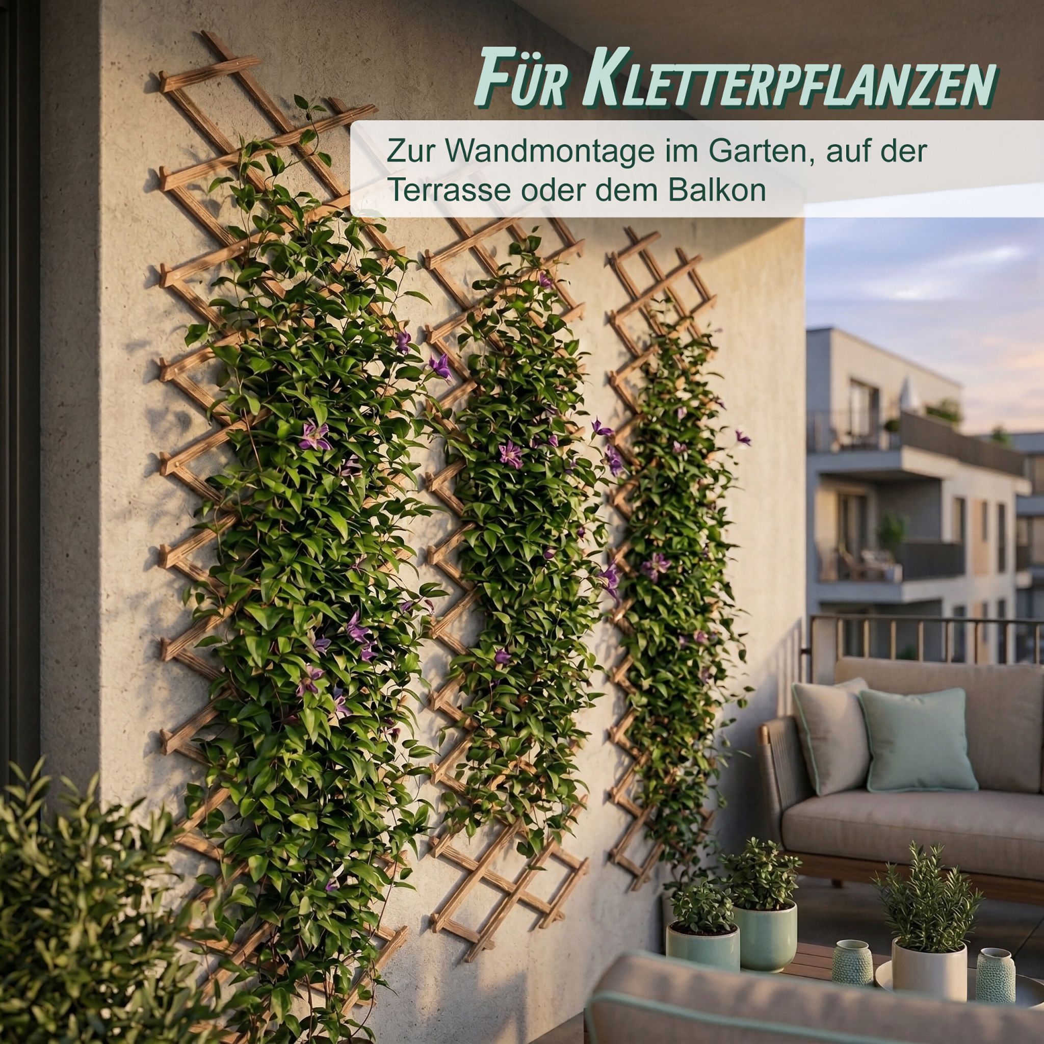 Ausziehbares Rankgitter 3er-Set Braun von Relaxdays