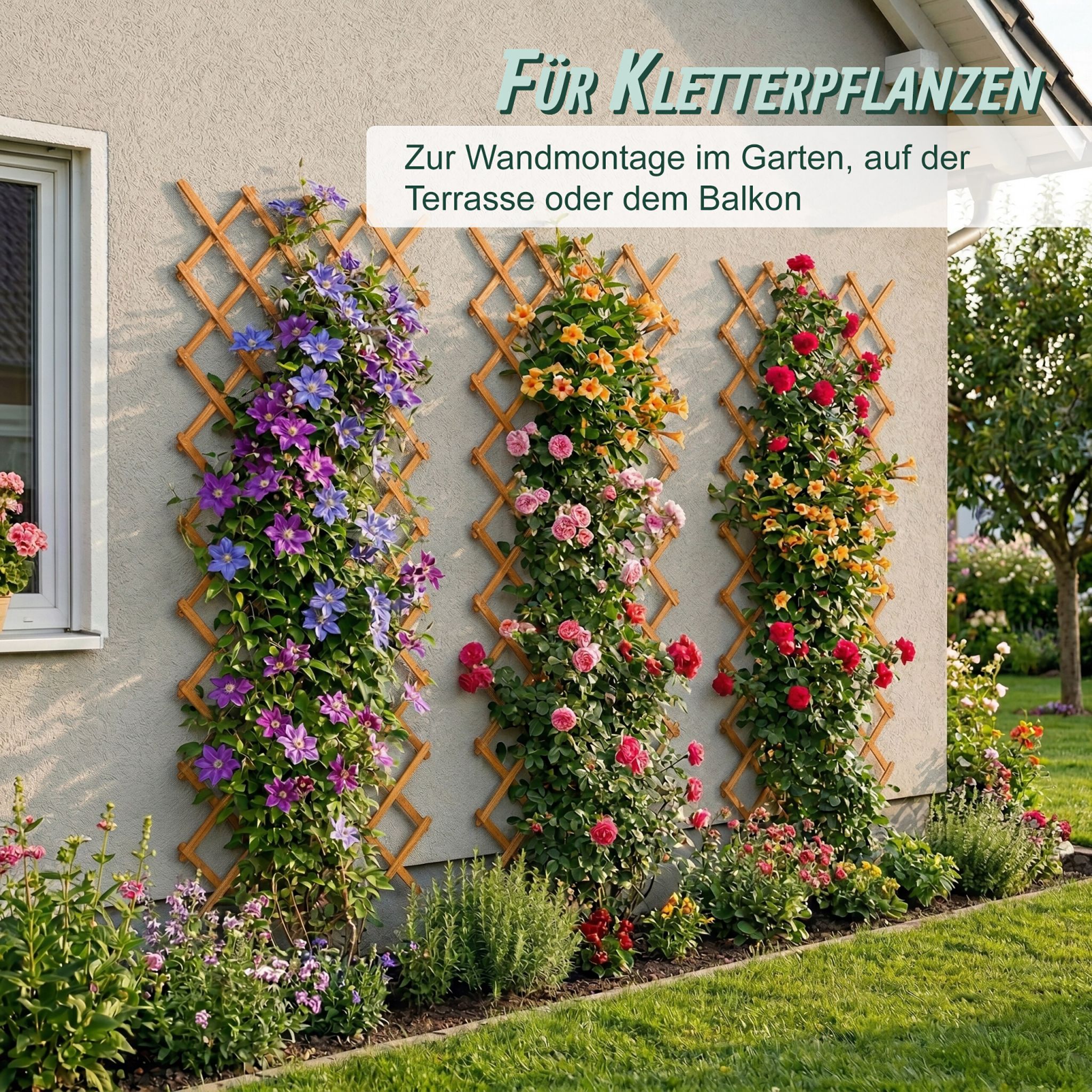 Ausziehbares Rankgitter 3er-Set Orange von Relaxdays