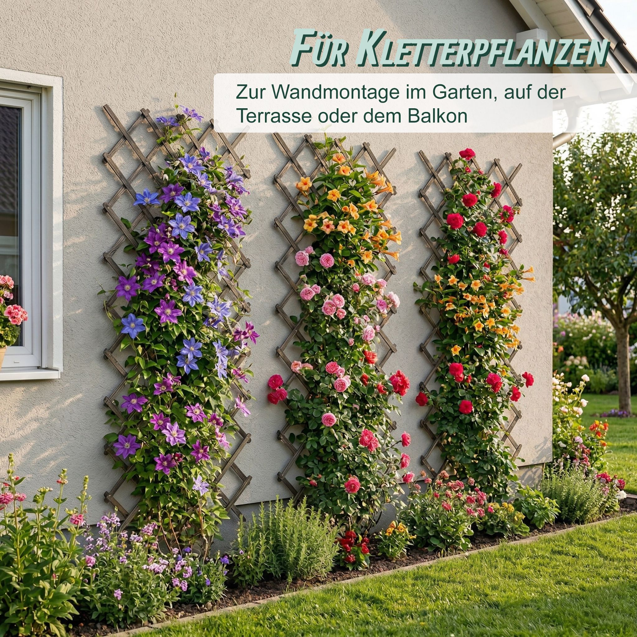 Ausziehbares Rankgitter 3er-Set Braun von Relaxdays