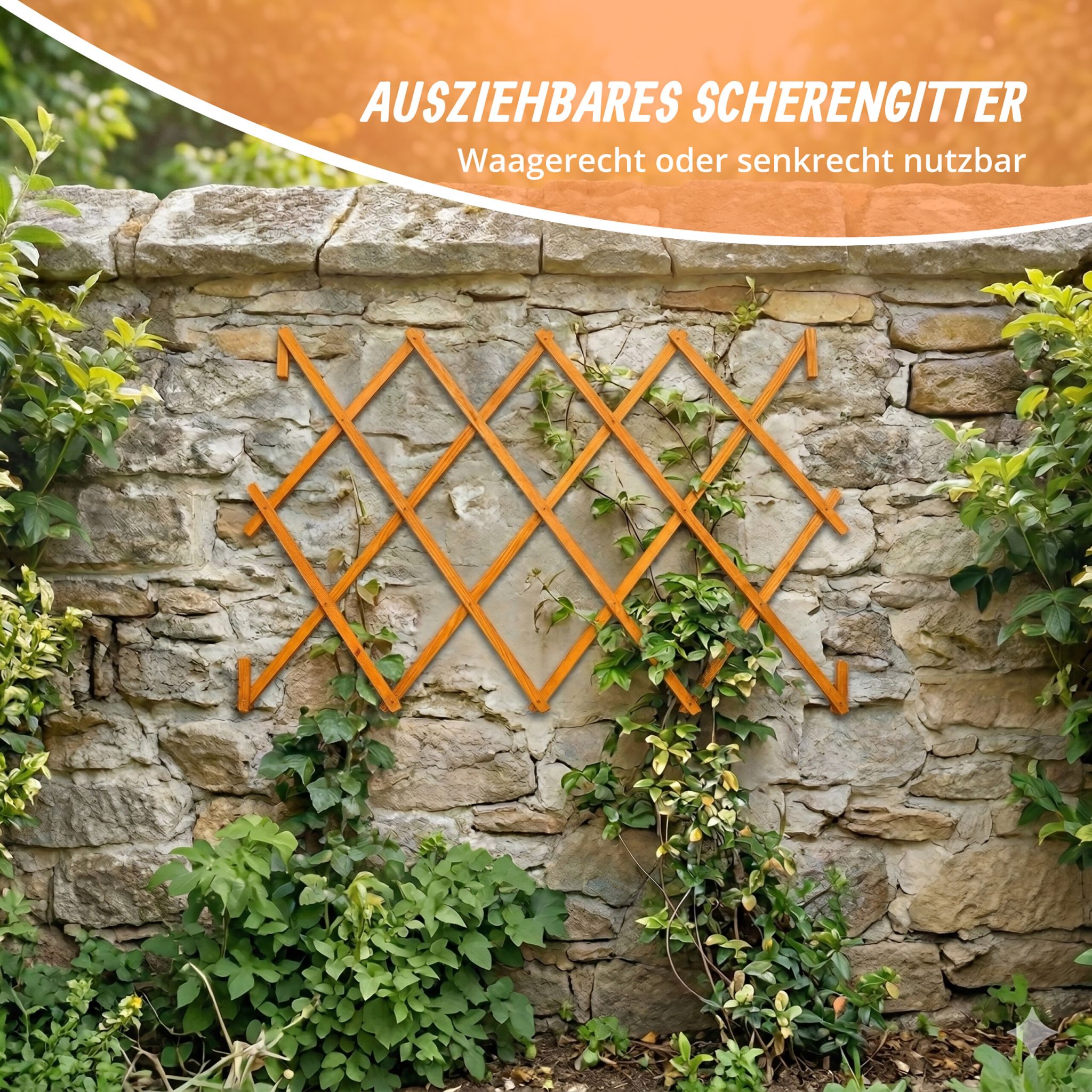 Ausziehbares Rankgitter 3er-Set Orange von Relaxdays