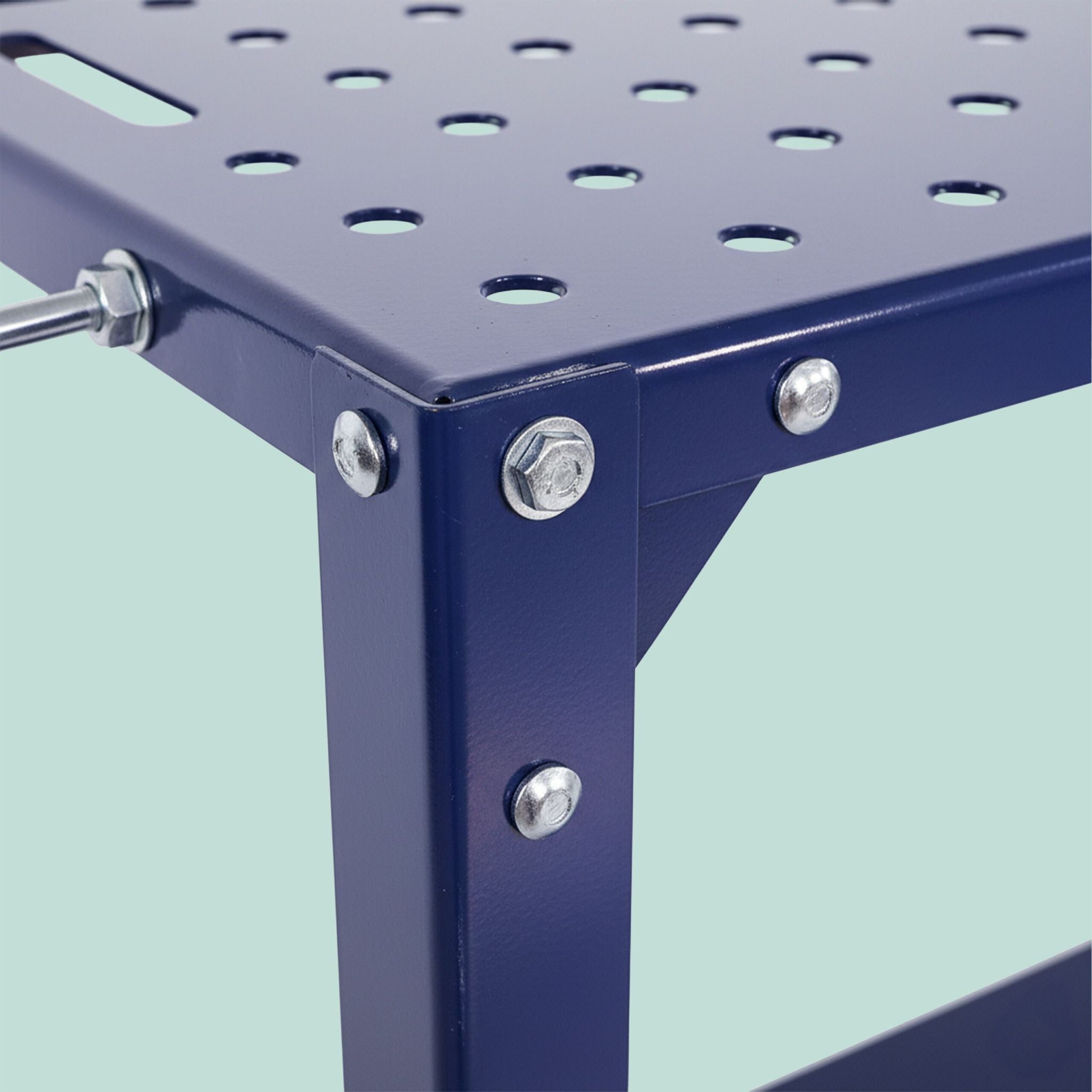 Mobiler Schweisstisch mit Lochplatte Blau-Schwarz von Relaxdays