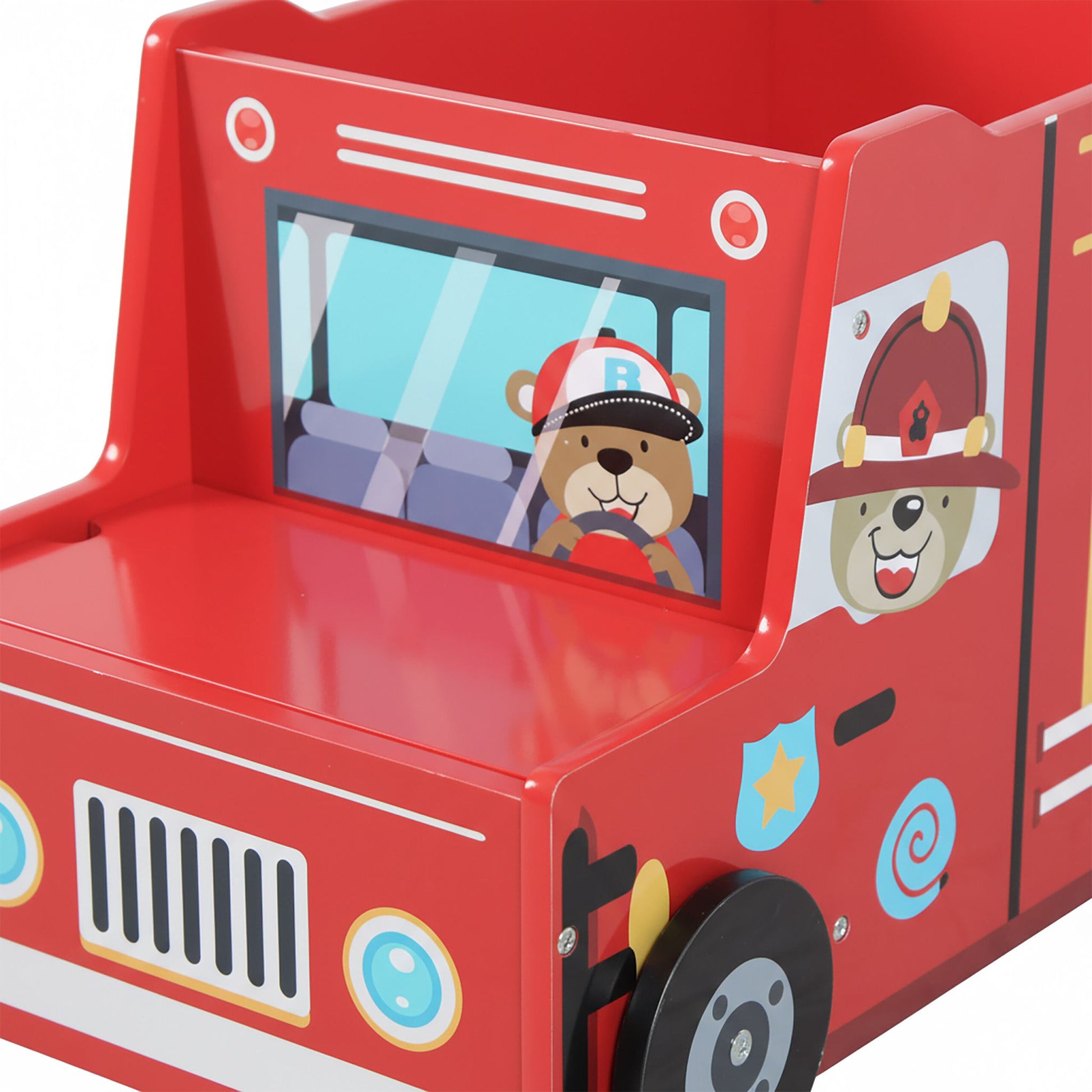 Spielzeugkiste Feuerwehr Gelb-Hellblau-Rot von Relaxdays