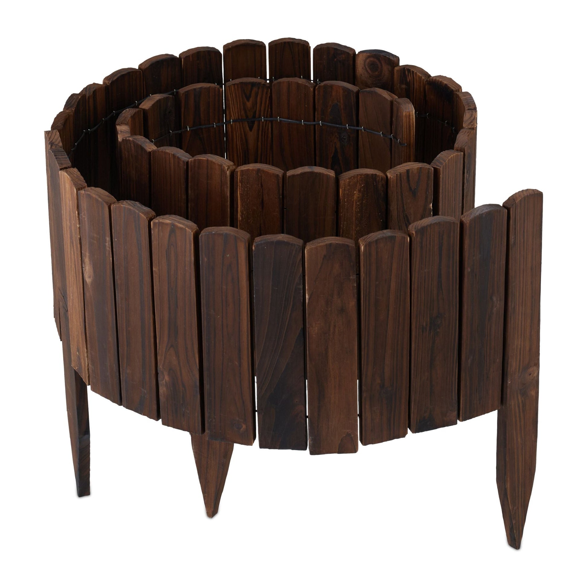 Beeteinfassung Holz flexibel Dunkelbraun von Relaxdays