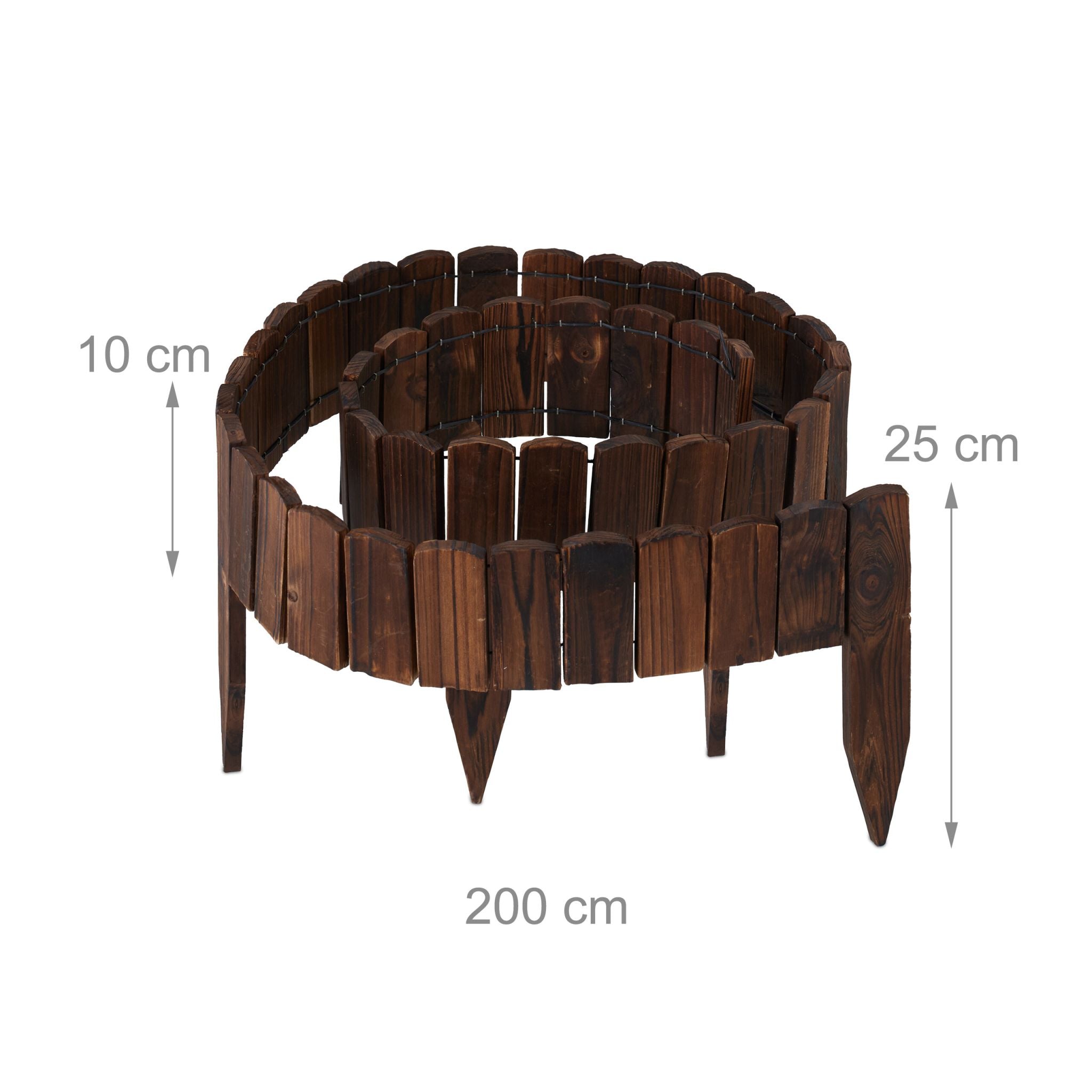 Beeteinfassung Holz flexibel Dunkelbraun von Relaxdays