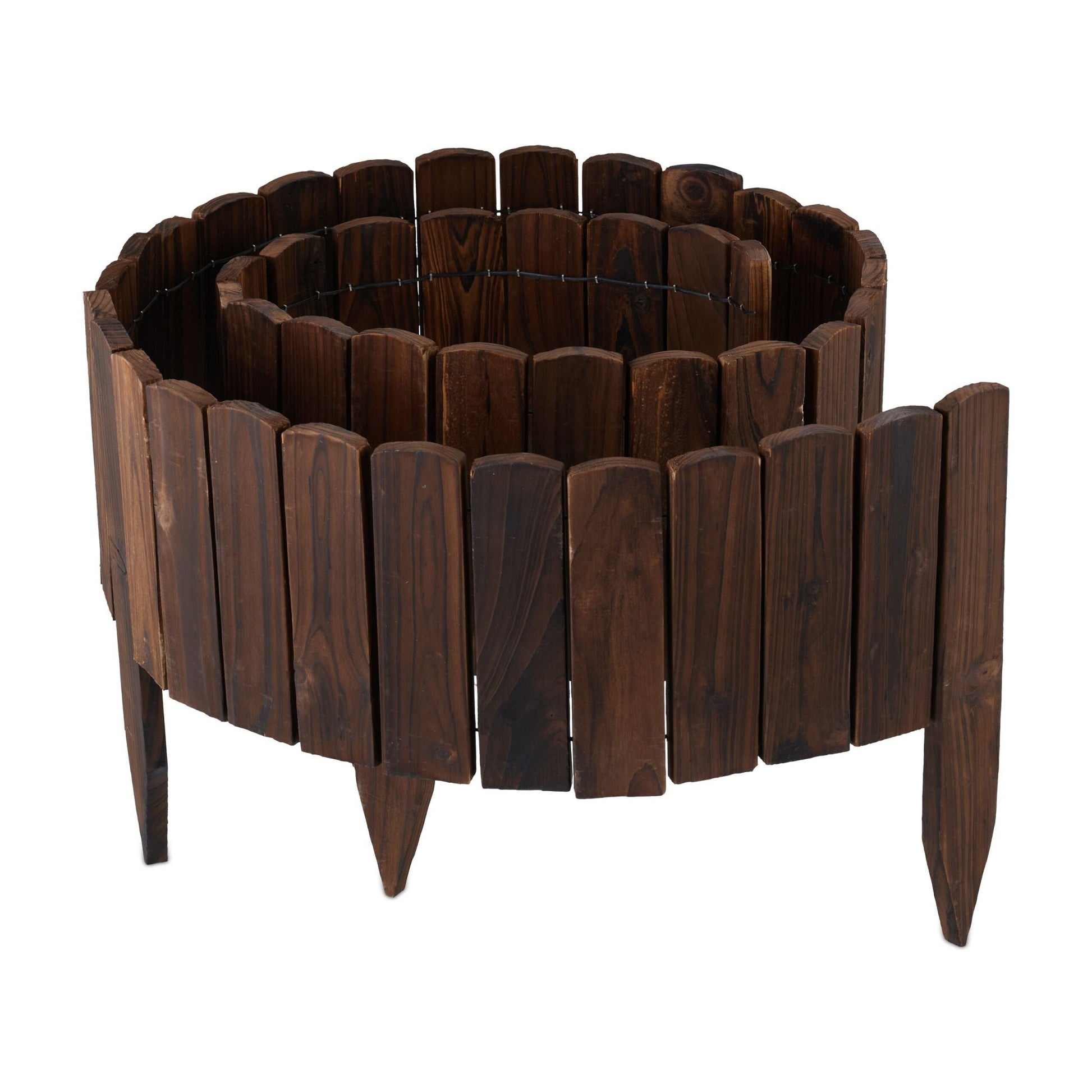 Beeteinfassung Holz flexibel Dunkelbraun von Relaxdays