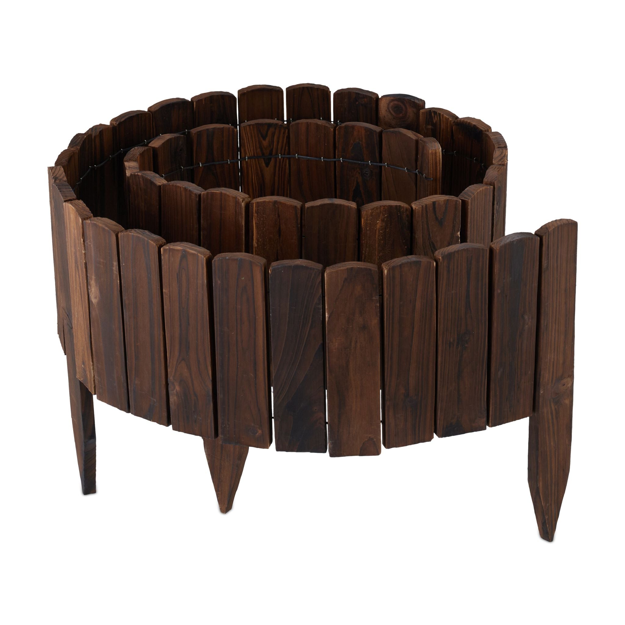 Beeteinfassung Holz flexibel Dunkelbraun von Relaxdays