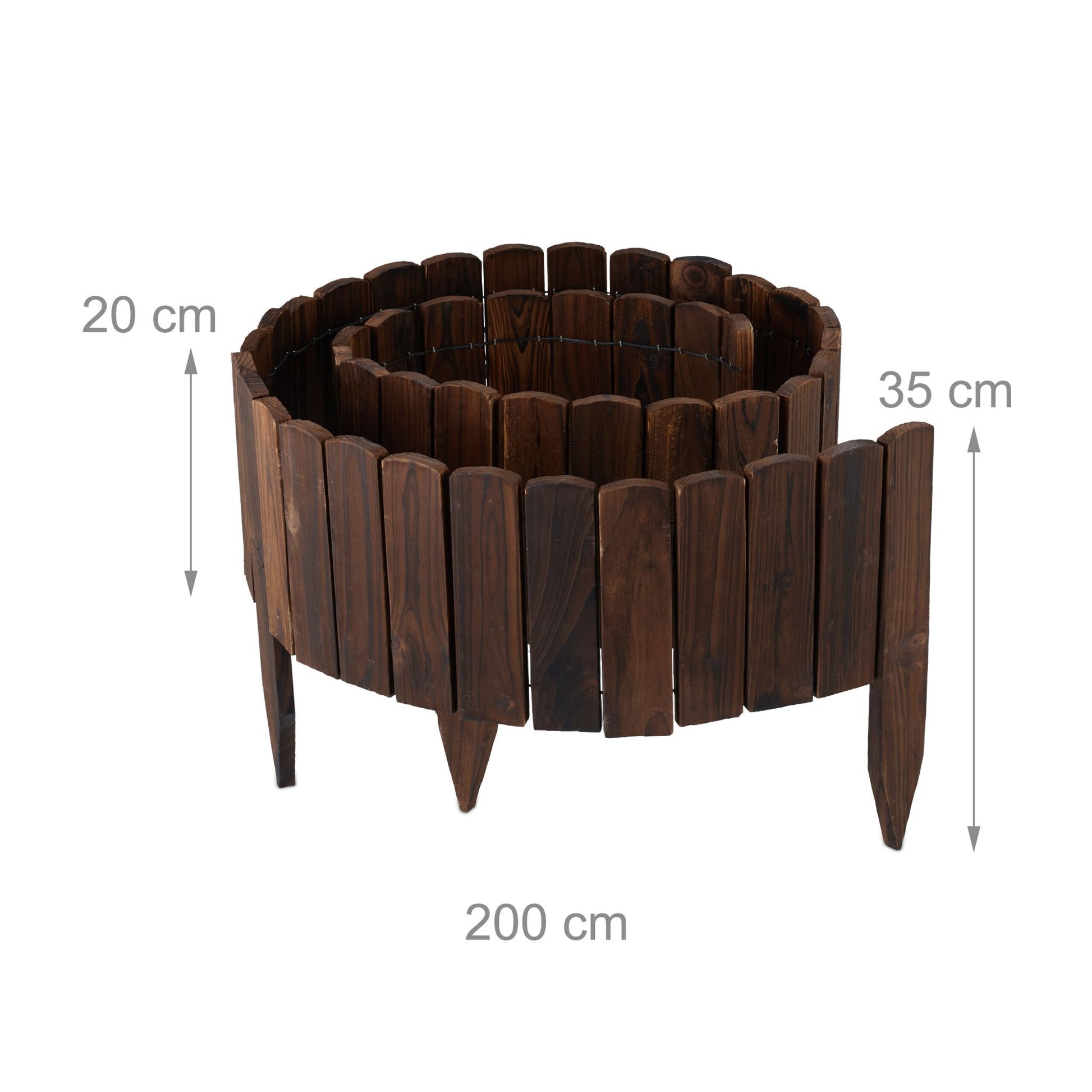 Beeteinfassung Holz flexibel Dunkelbraun von Relaxdays