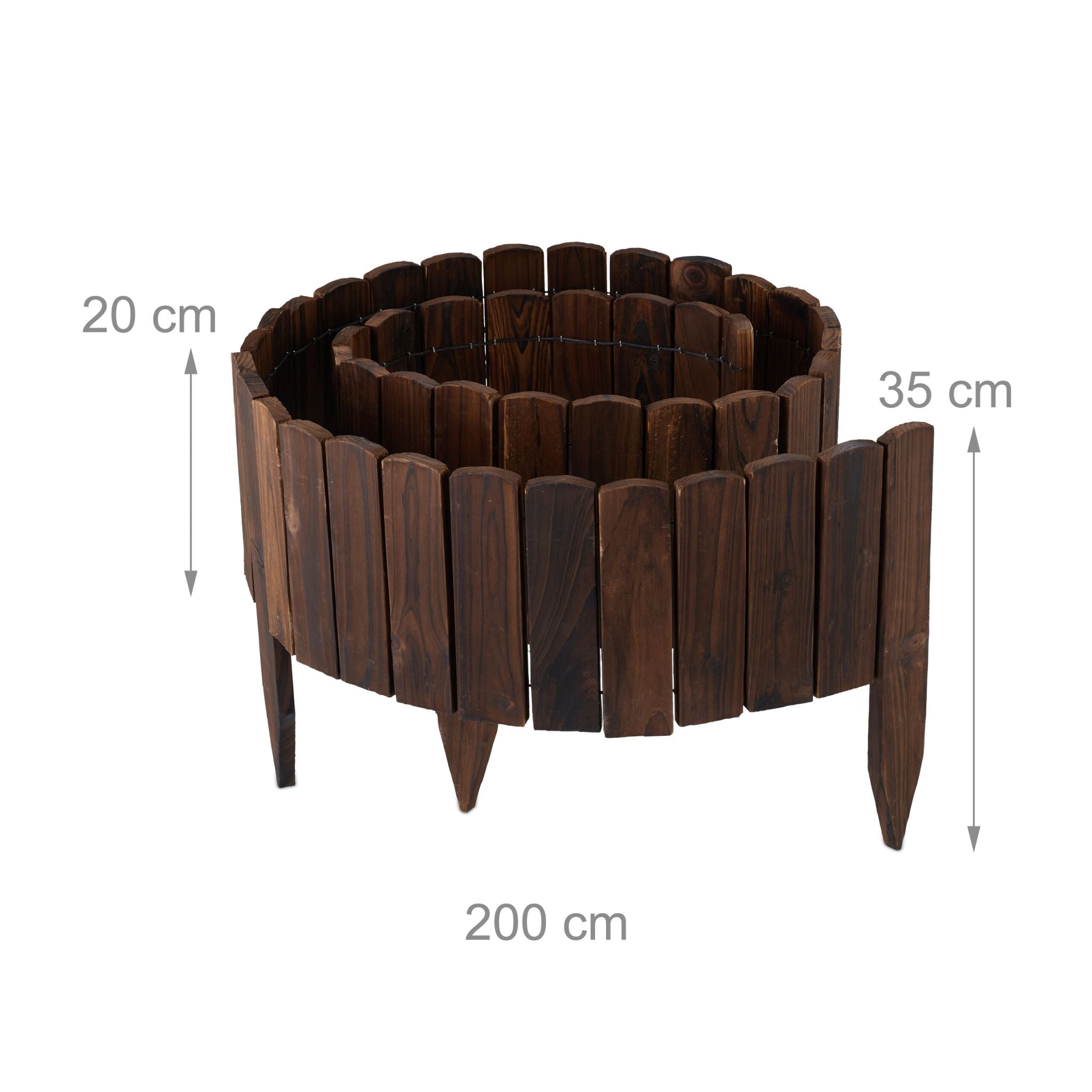 Beeteinfassung Holz flexibel Dunkelbraun von Relaxdays