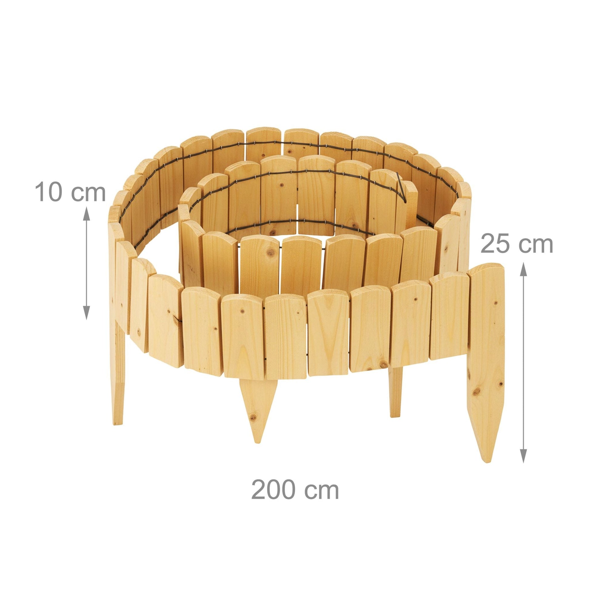 Beeteinfassung Holz flexibel Hellbraun von Relaxdays