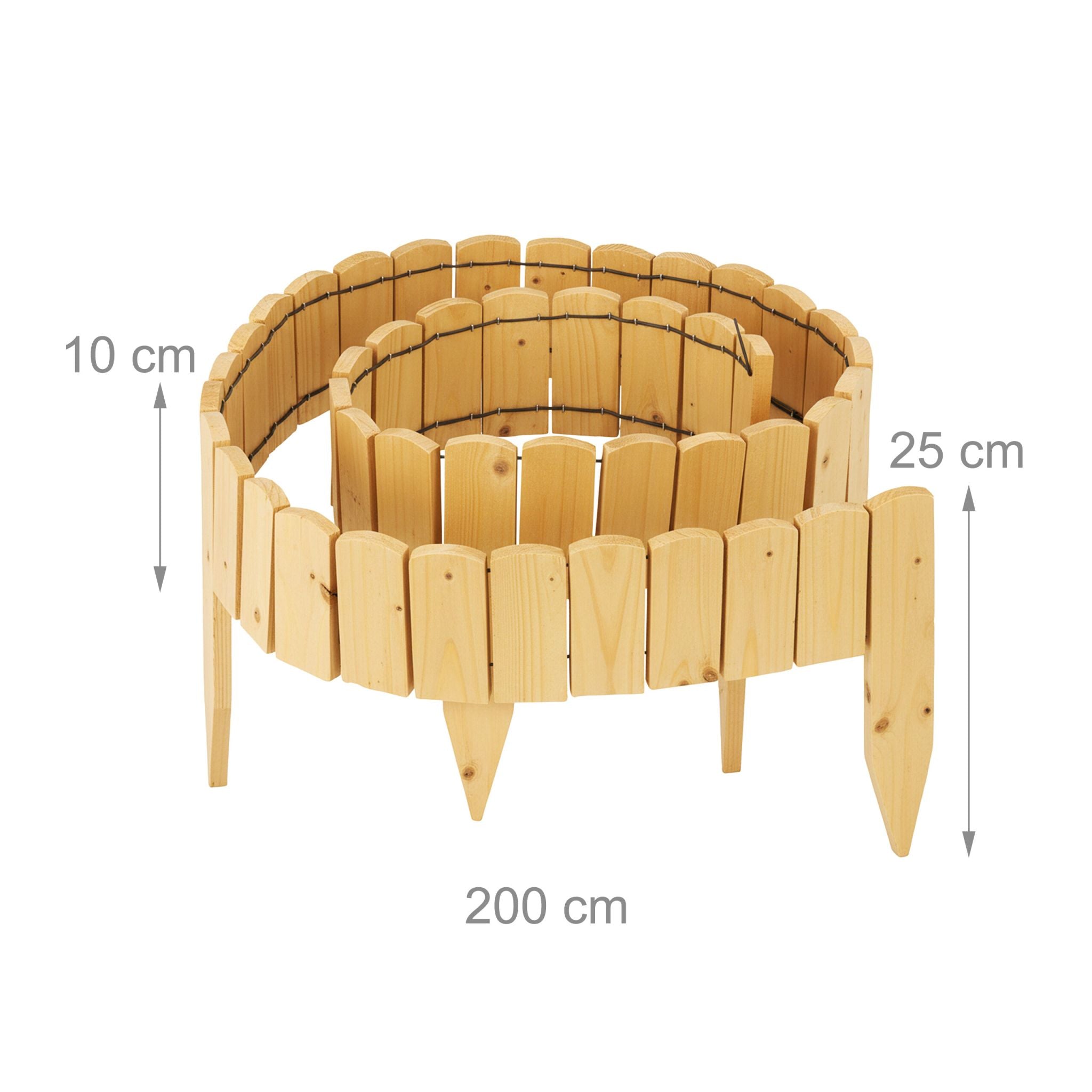 Beeteinfassung Holz flexibel Hellbraun von Relaxdays