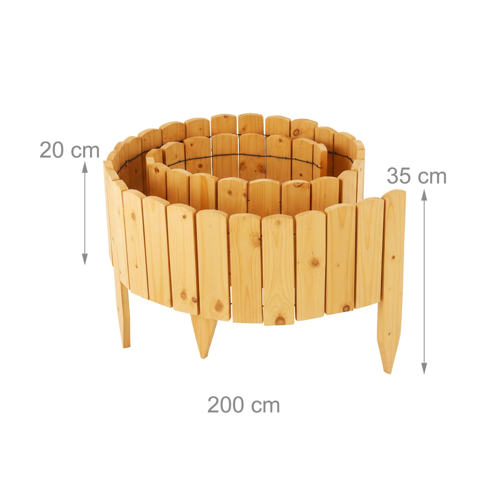 Beeteinfassung Holz flexibel Hellbraun von Relaxdays