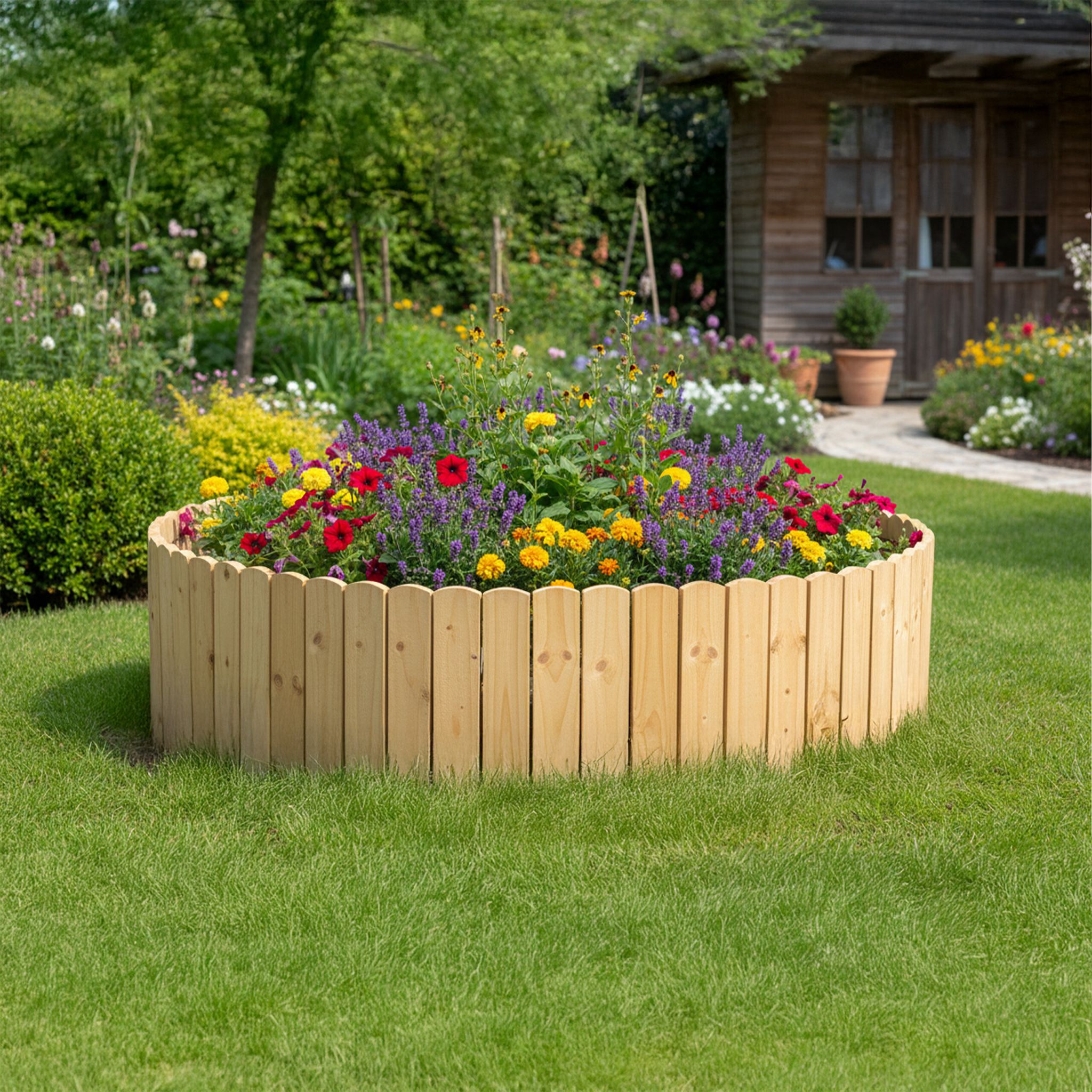 Beeteinfassung Holz flexibel Hellbraun von Relaxdays