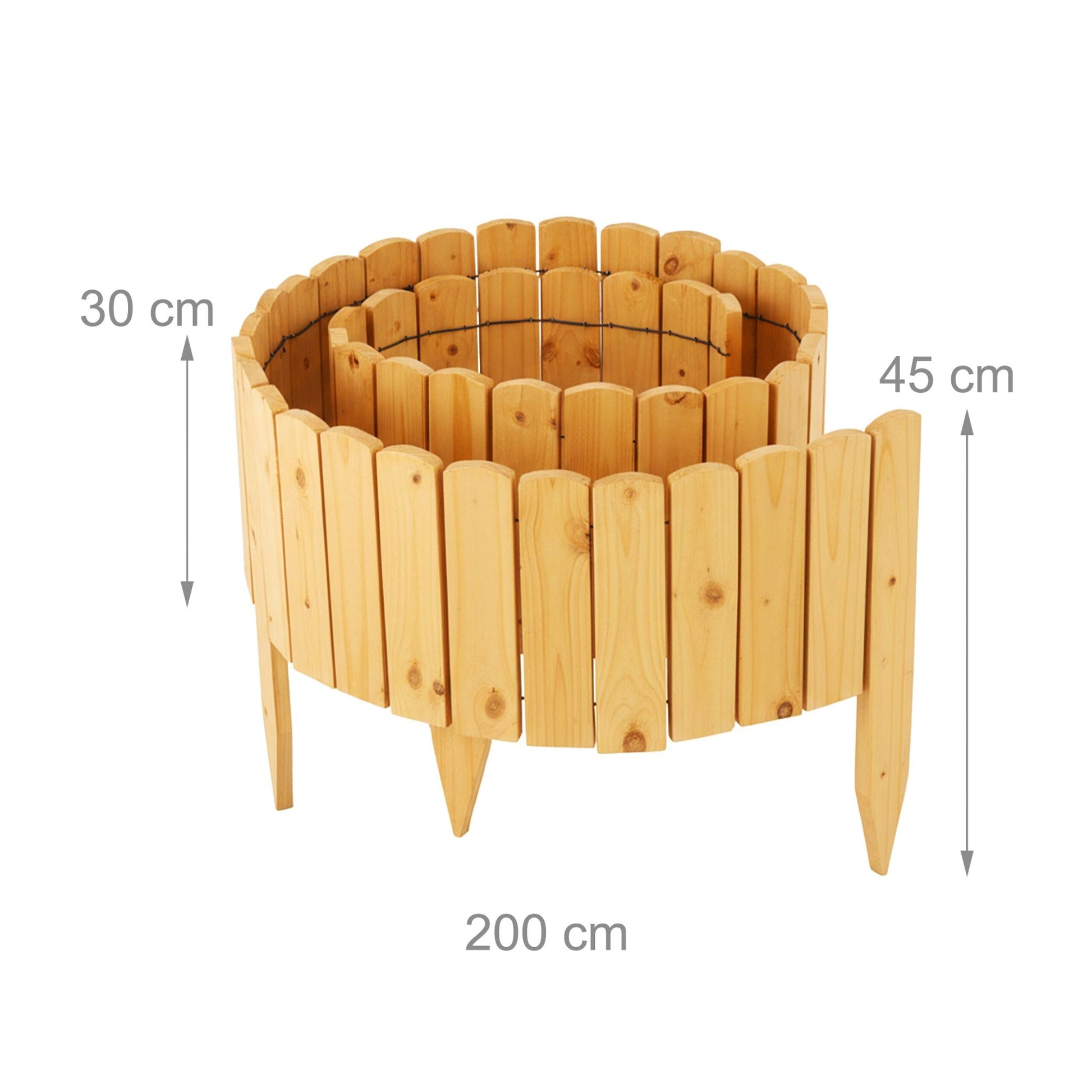 Beeteinfassung Holz flexibel Hellbraun von Relaxdays