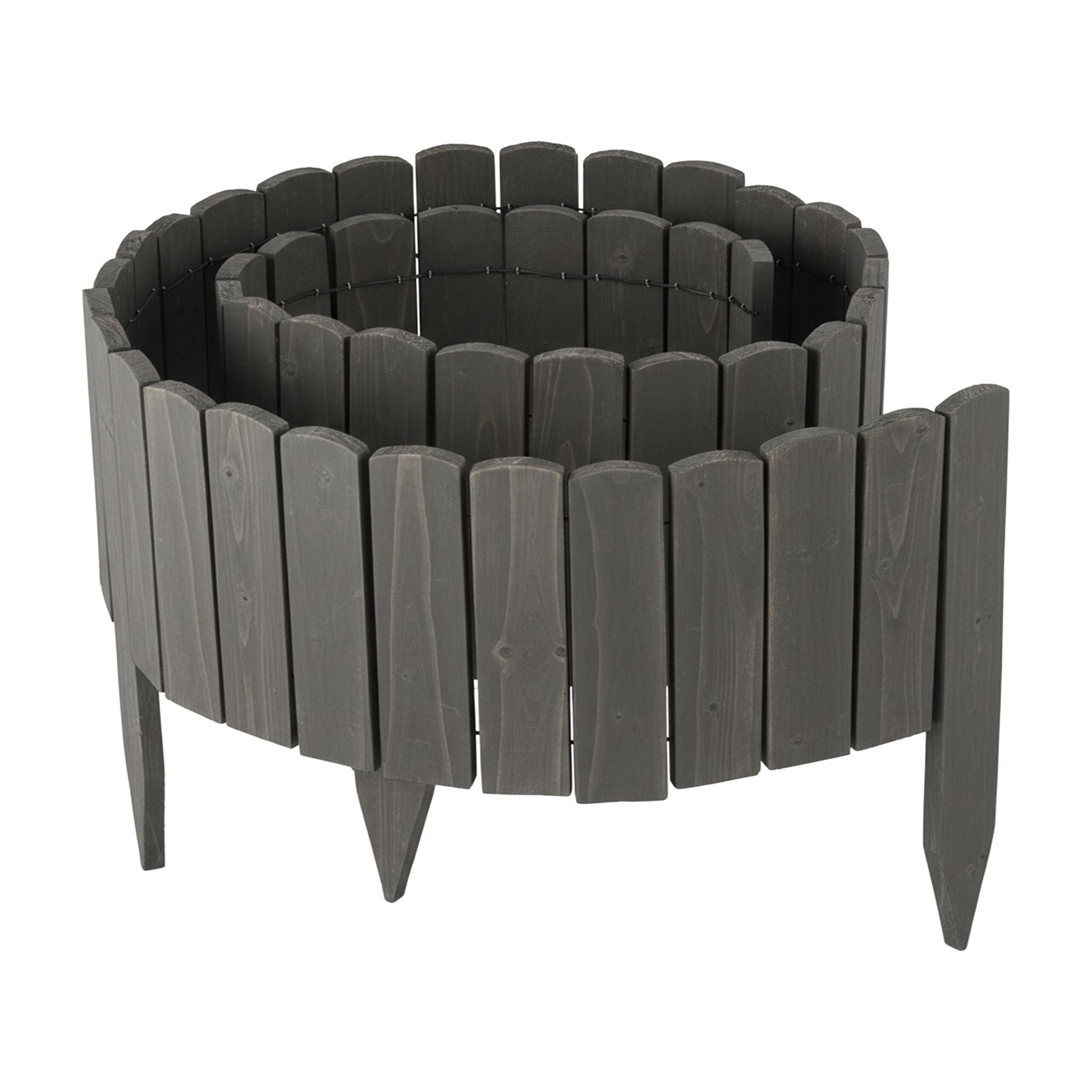 Beeteinfassung Holz flexibel Anthrazit von Relaxdays
