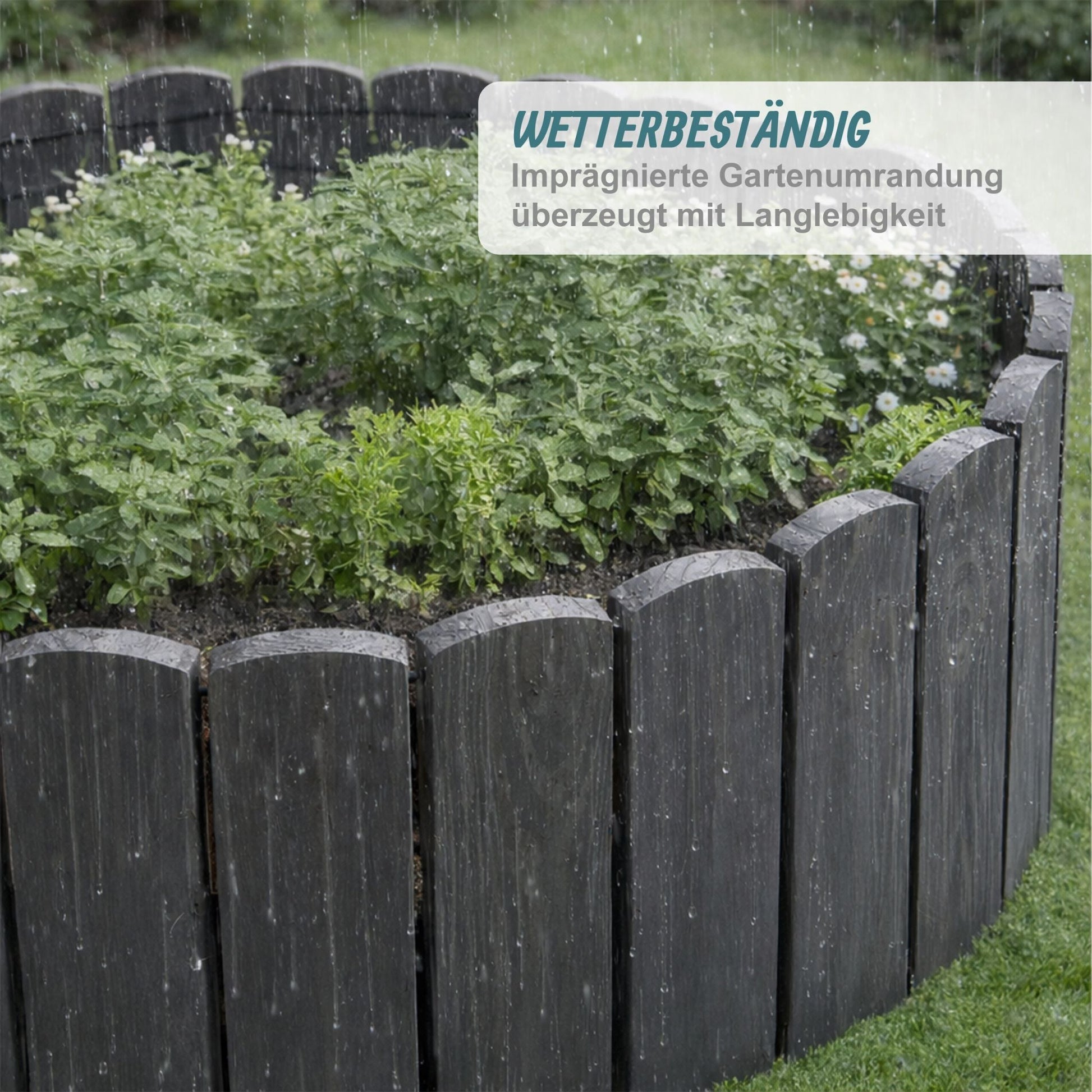 Beeteinfassung Holz flexibel Anthrazit von Relaxdays