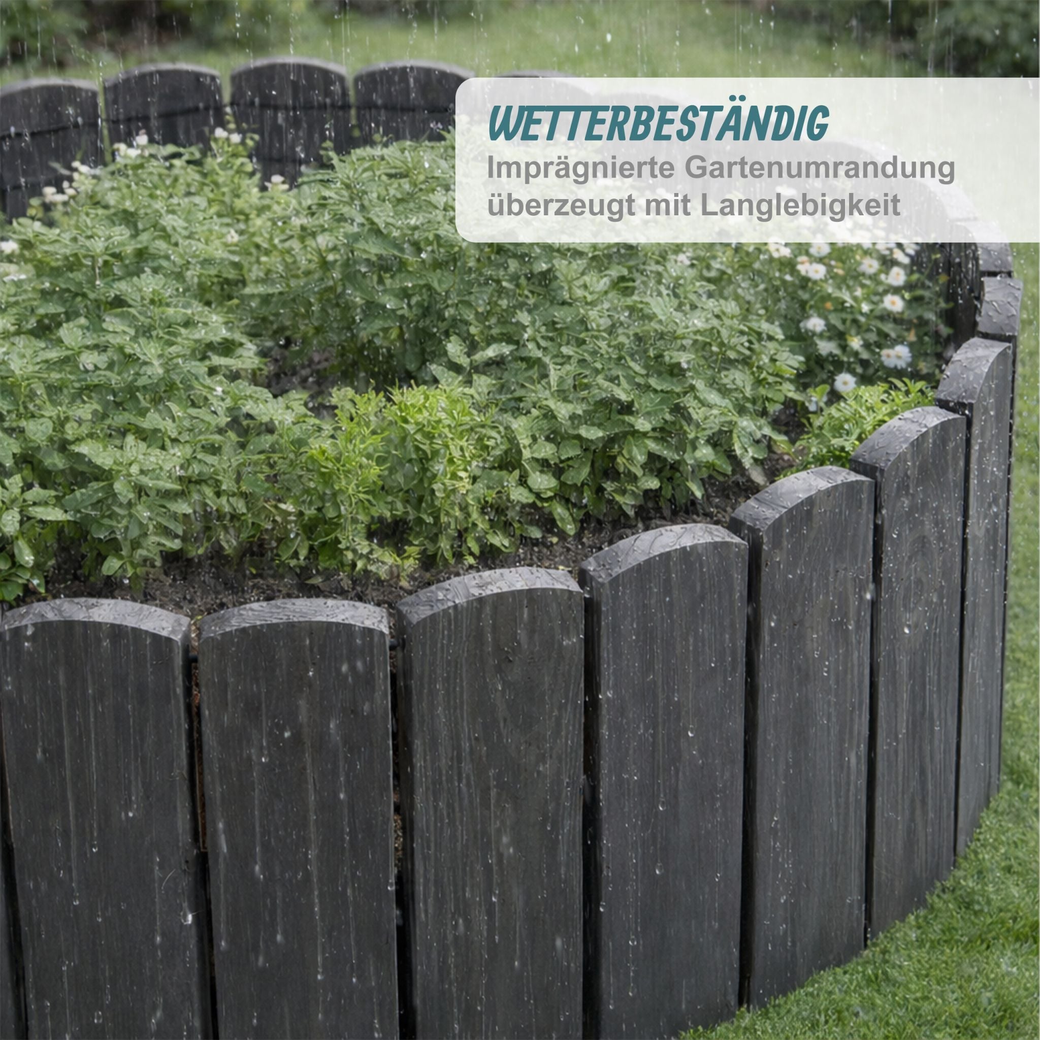 Beeteinfassung Holz flexibel Anthrazit von Relaxdays