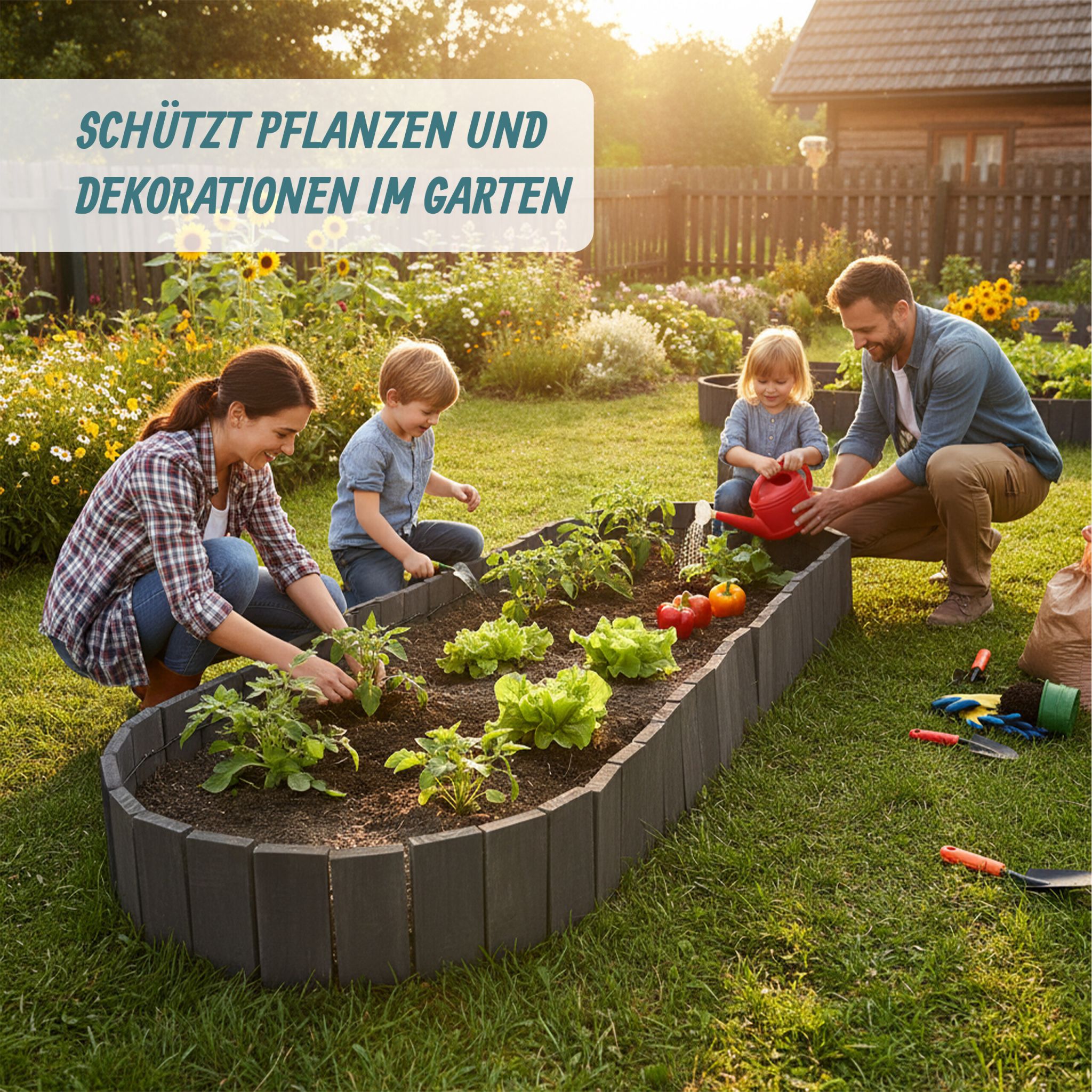 Beeteinfassung Holz flexibel Anthrazit von Relaxdays