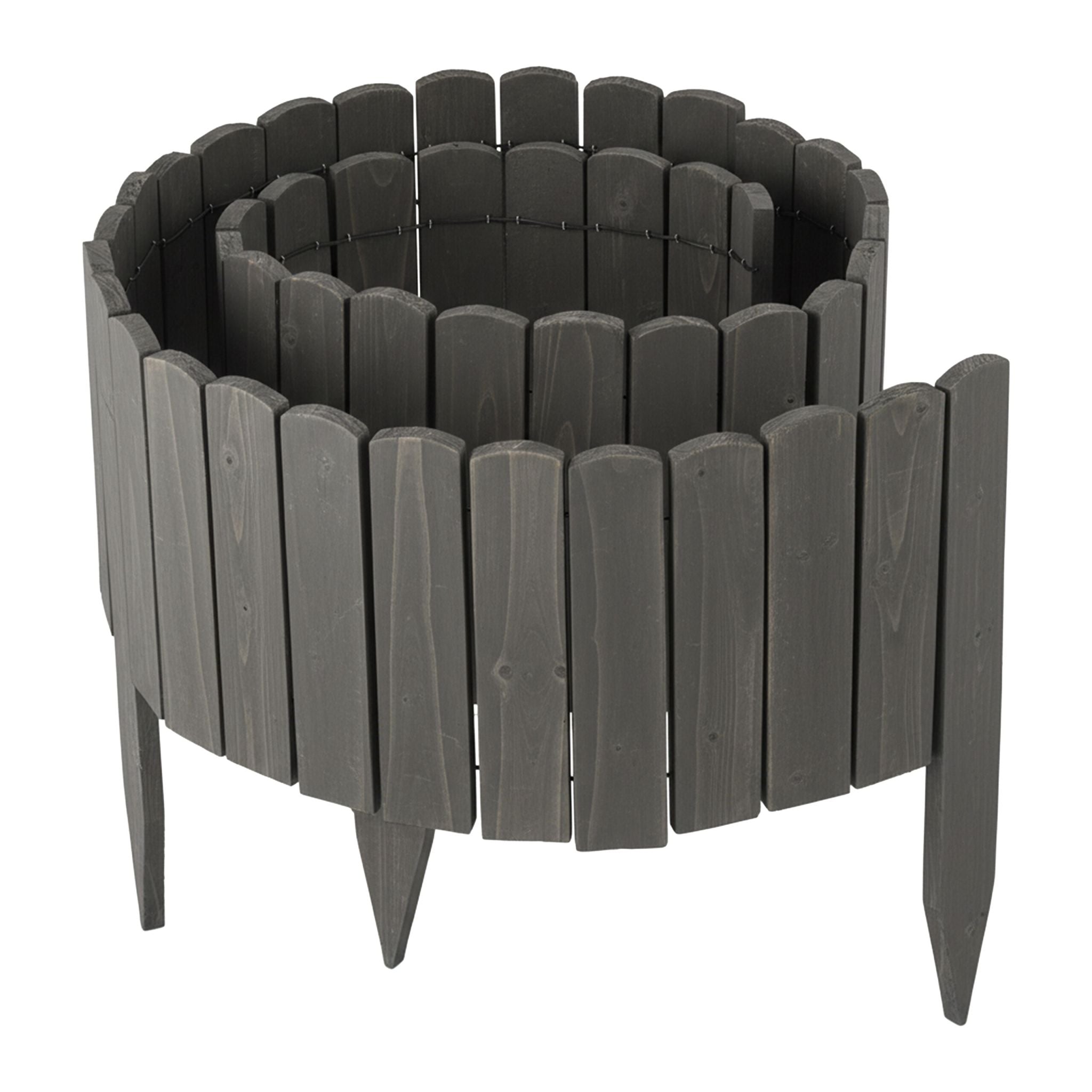 Beeteinfassung Holz flexibel Anthrazit von Relaxdays