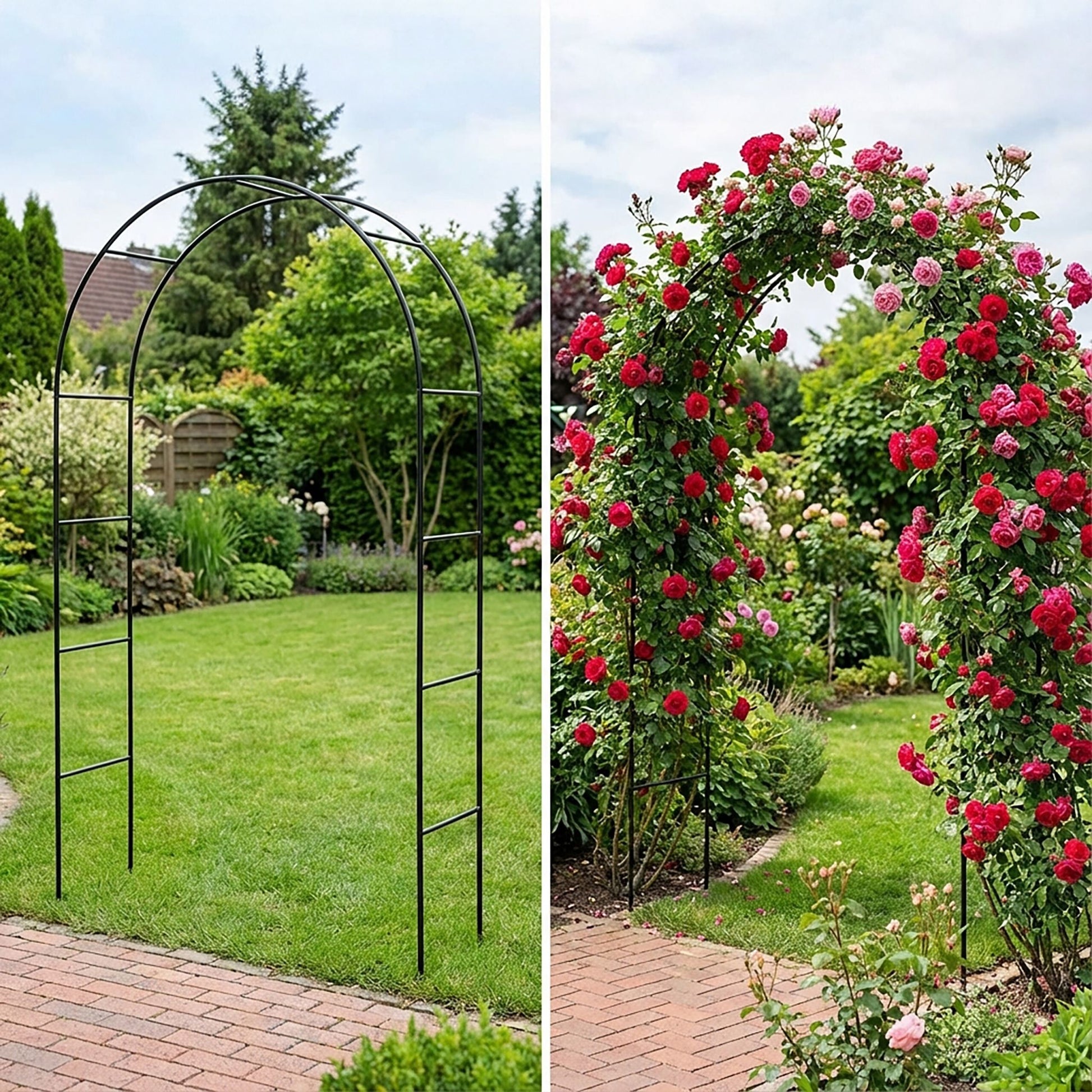 Rosenbogen XXL Metall mit Ständer Schwarz von Relaxdays