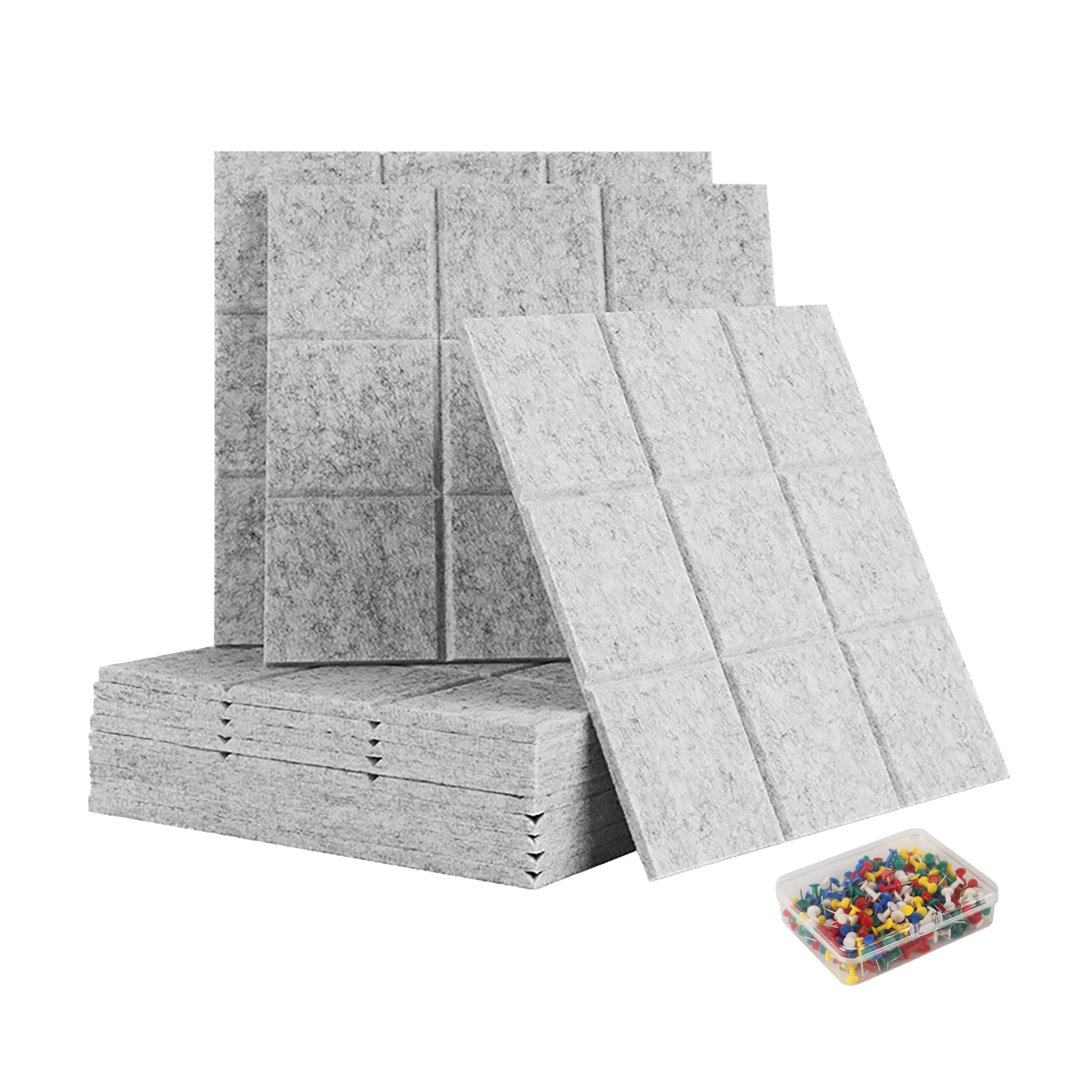 Filzpinnwandquadrate selbstklebend 12er-Set Grau von Relaxdays