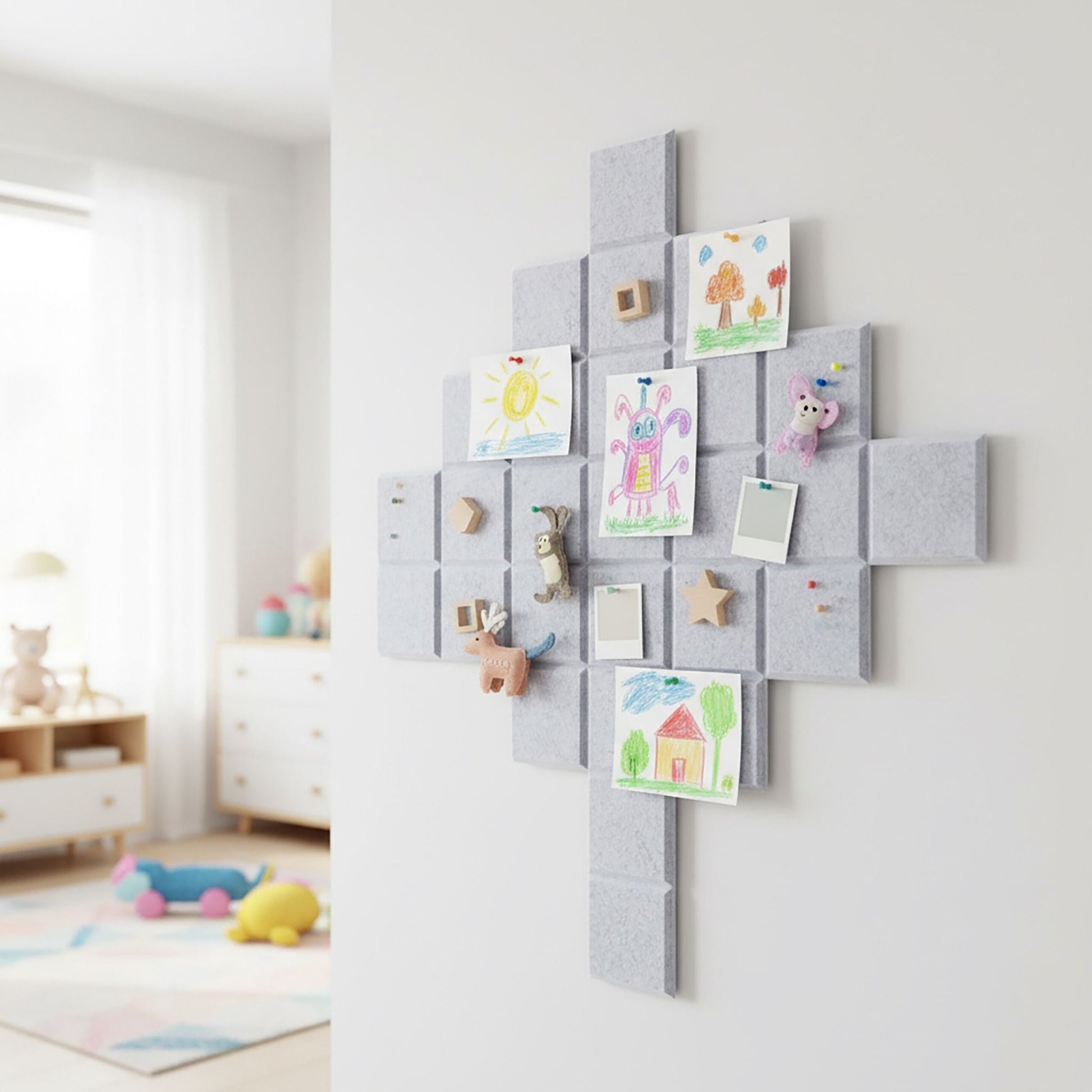 Filzpinnwandquadrate selbstklebend 12er-Set Grau von Relaxdays