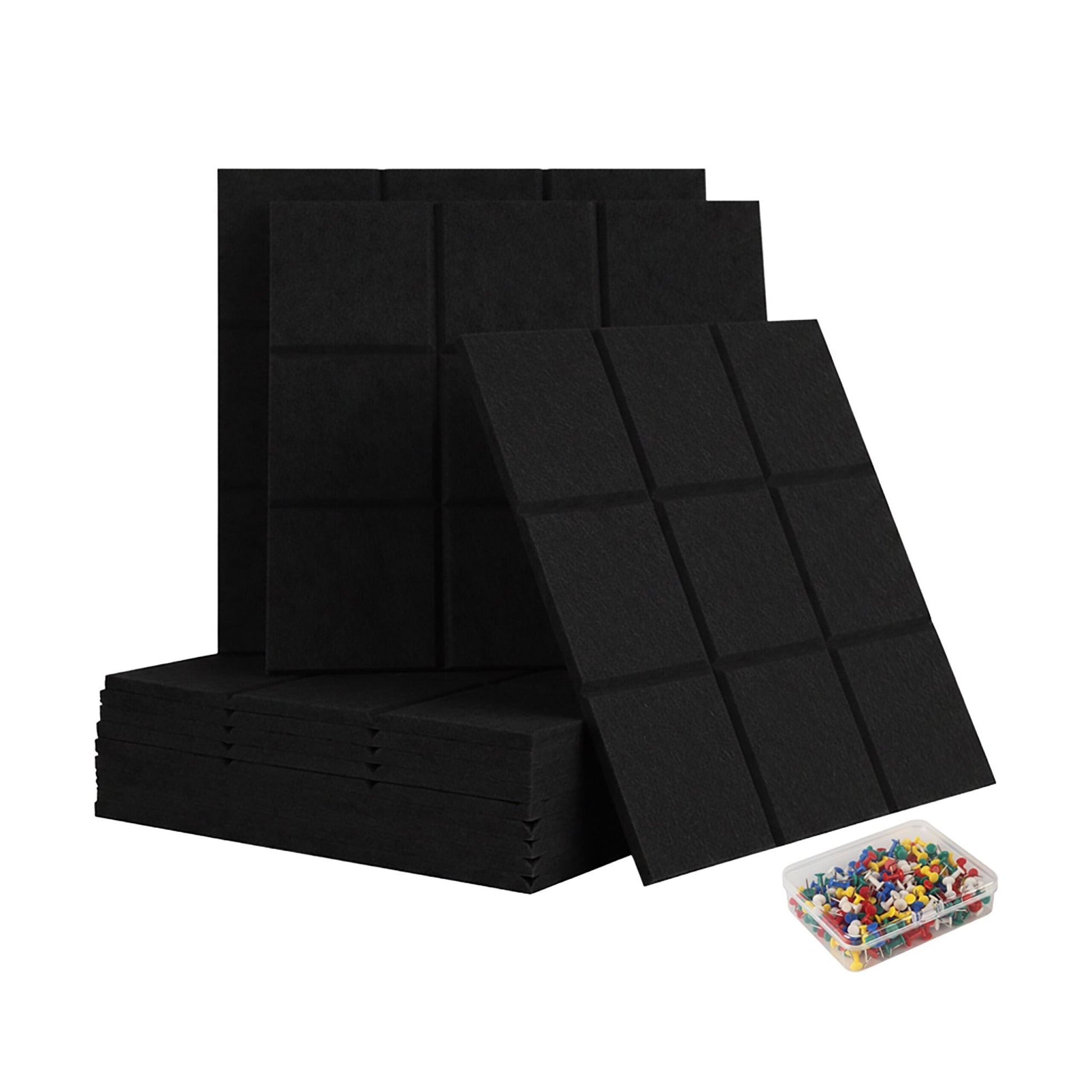 Filzpinnwandquadrate selbstklebend 12er-Set Schwarz von Relaxdays
