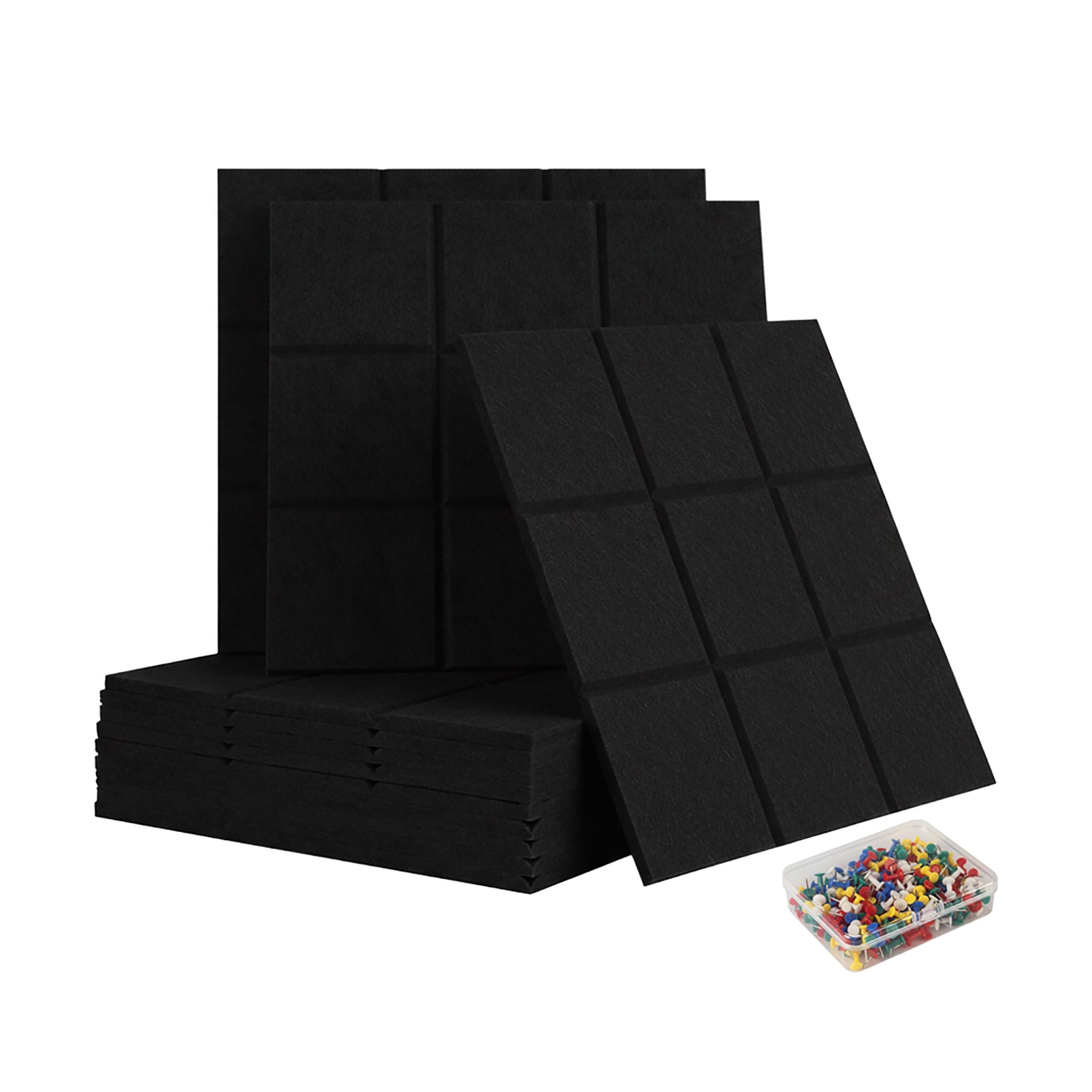 Filzpinnwandquadrate selbstklebend 12er-Set Schwarz von Relaxdays