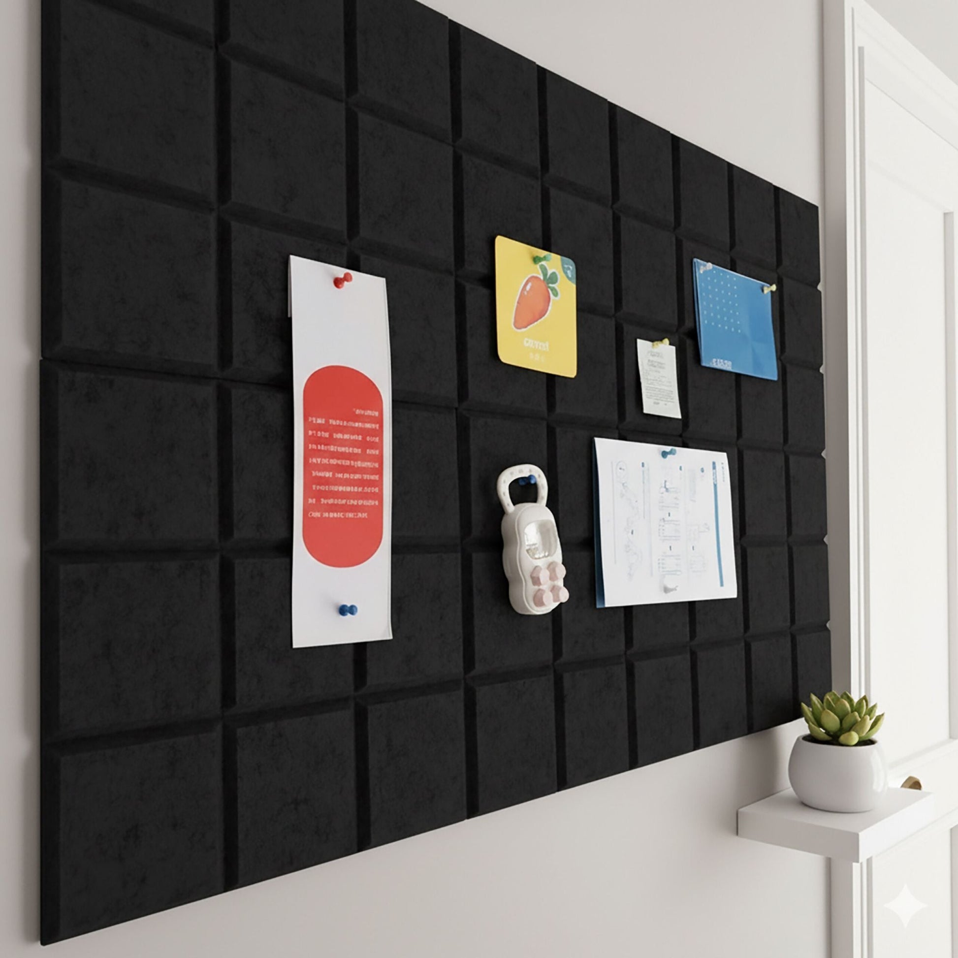 Filzpinnwandquadrate selbstklebend 12er-Set Schwarz von Relaxdays