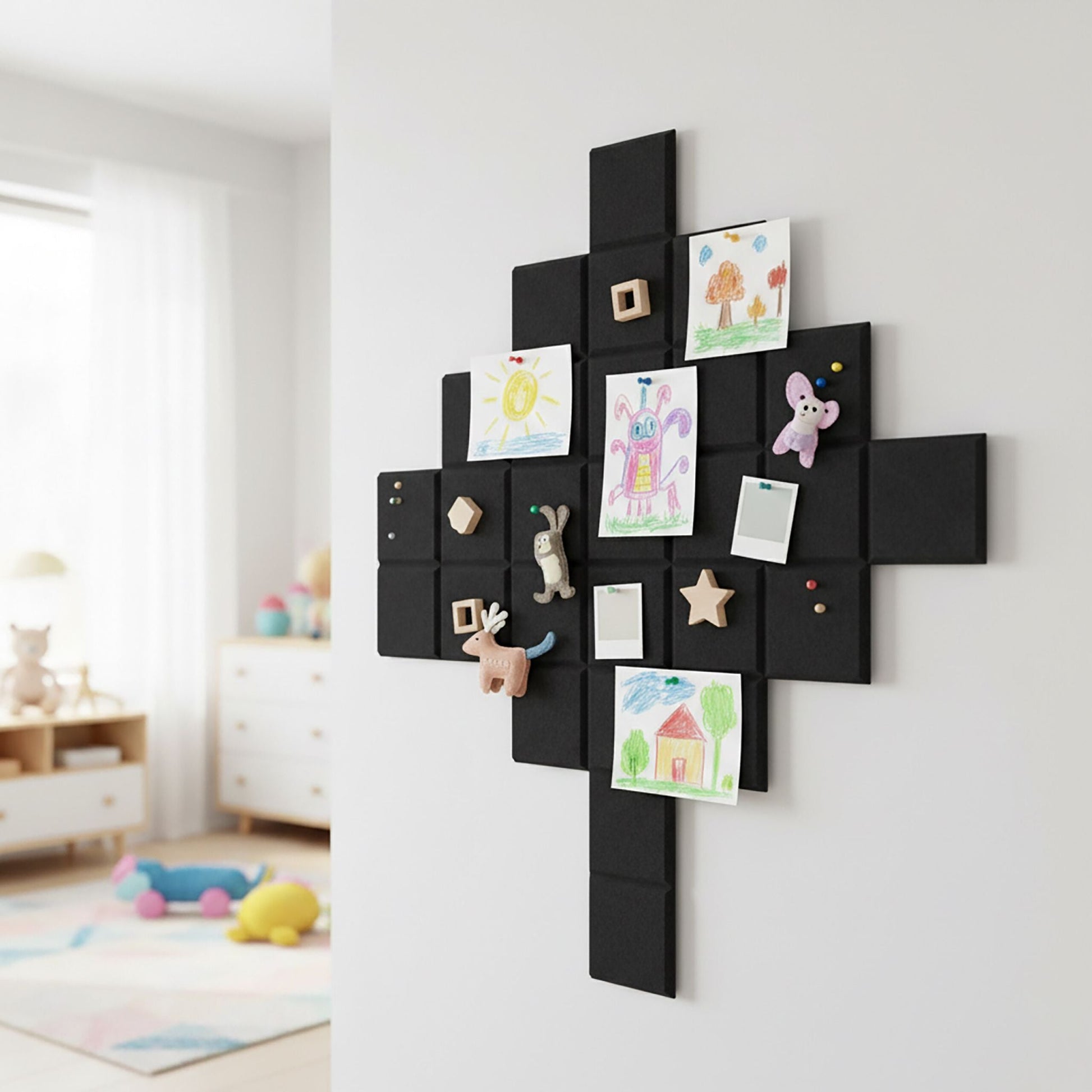 Filzpinnwandquadrate selbstklebend 12er-Set Schwarz von Relaxdays