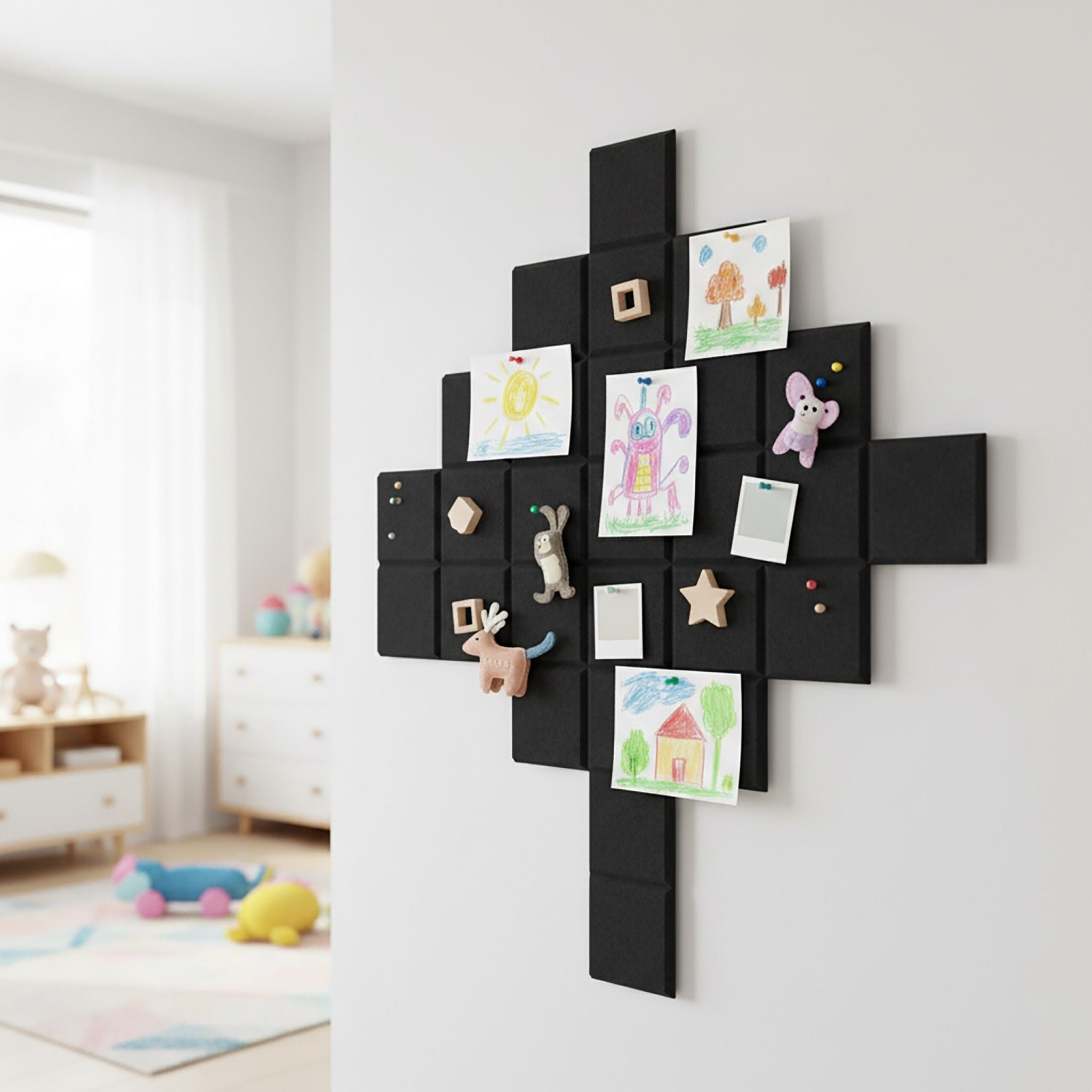 Filzpinnwandquadrate selbstklebend 12er-Set Schwarz von Relaxdays