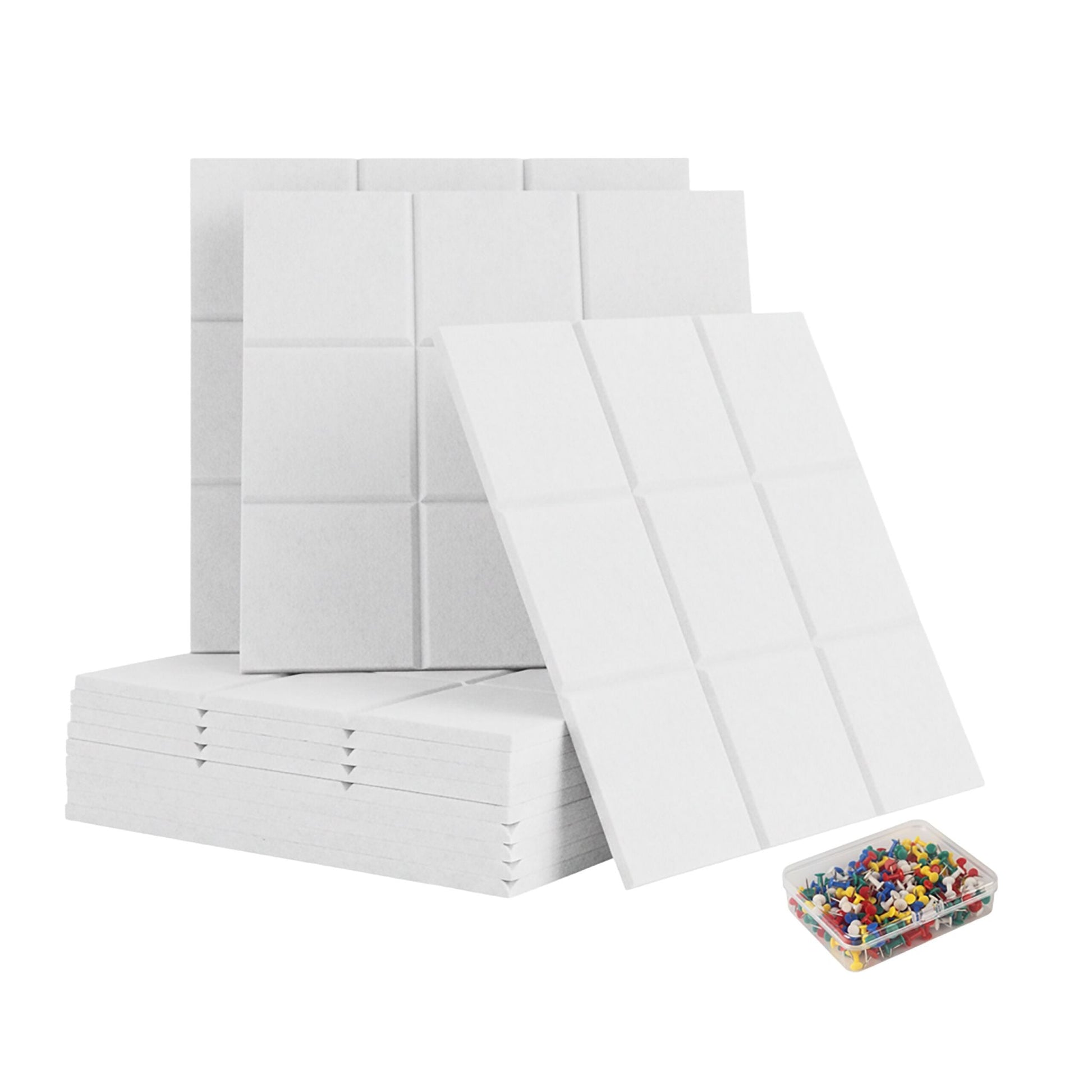 Filzpinnwandquadrate selbstklebend 12er-Set Weiss von Relaxdays