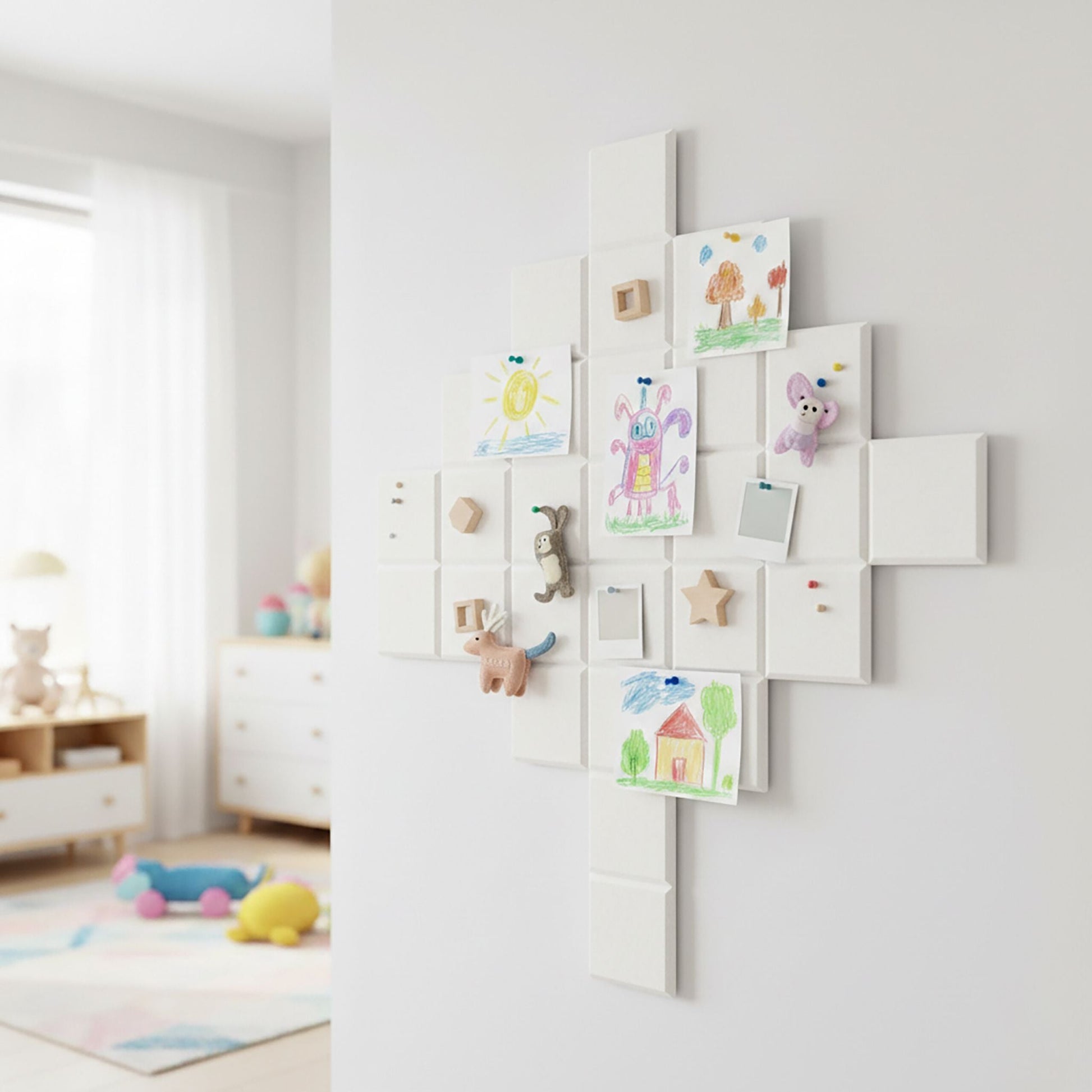Filzpinnwandquadrate selbstklebend 12er-Set Weiss von Relaxdays