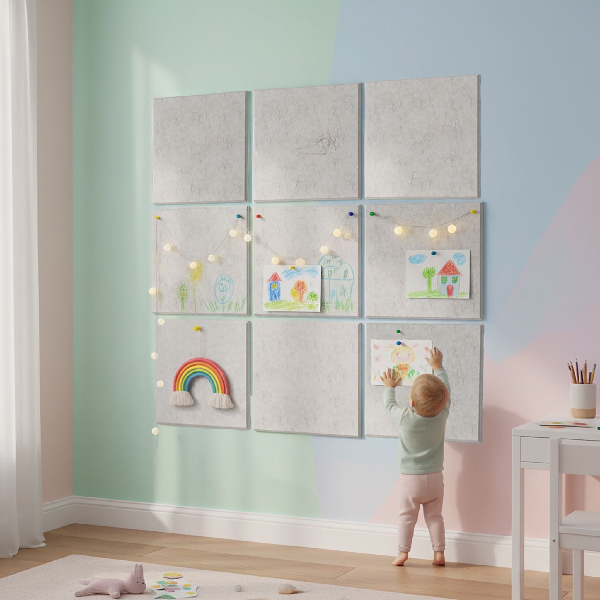 Filzpinnwandquadrate selbstklebend 12er-Set Grau von Relaxdays