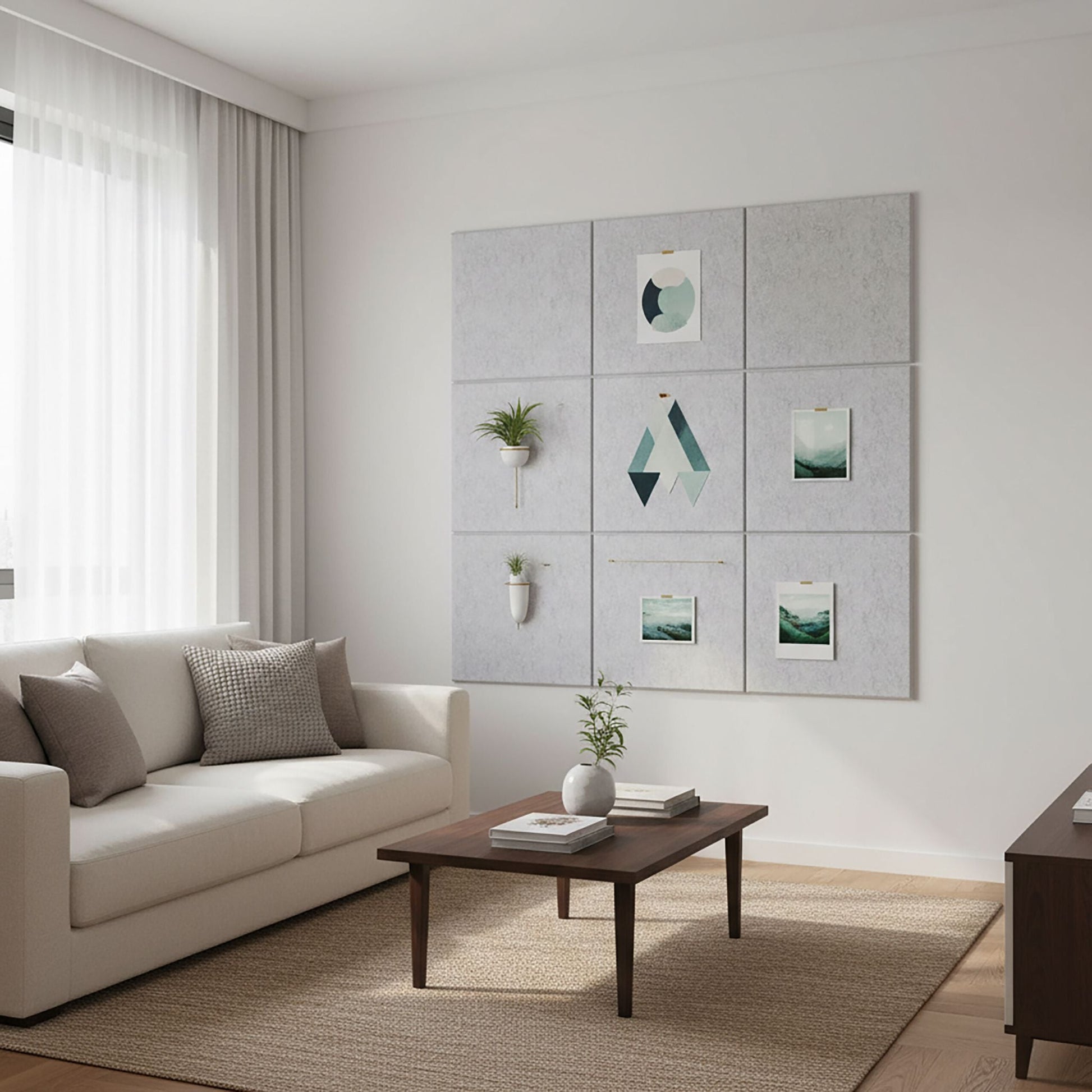 Filzpinnwandquadrate selbstklebend 12er-Set Grau von Relaxdays