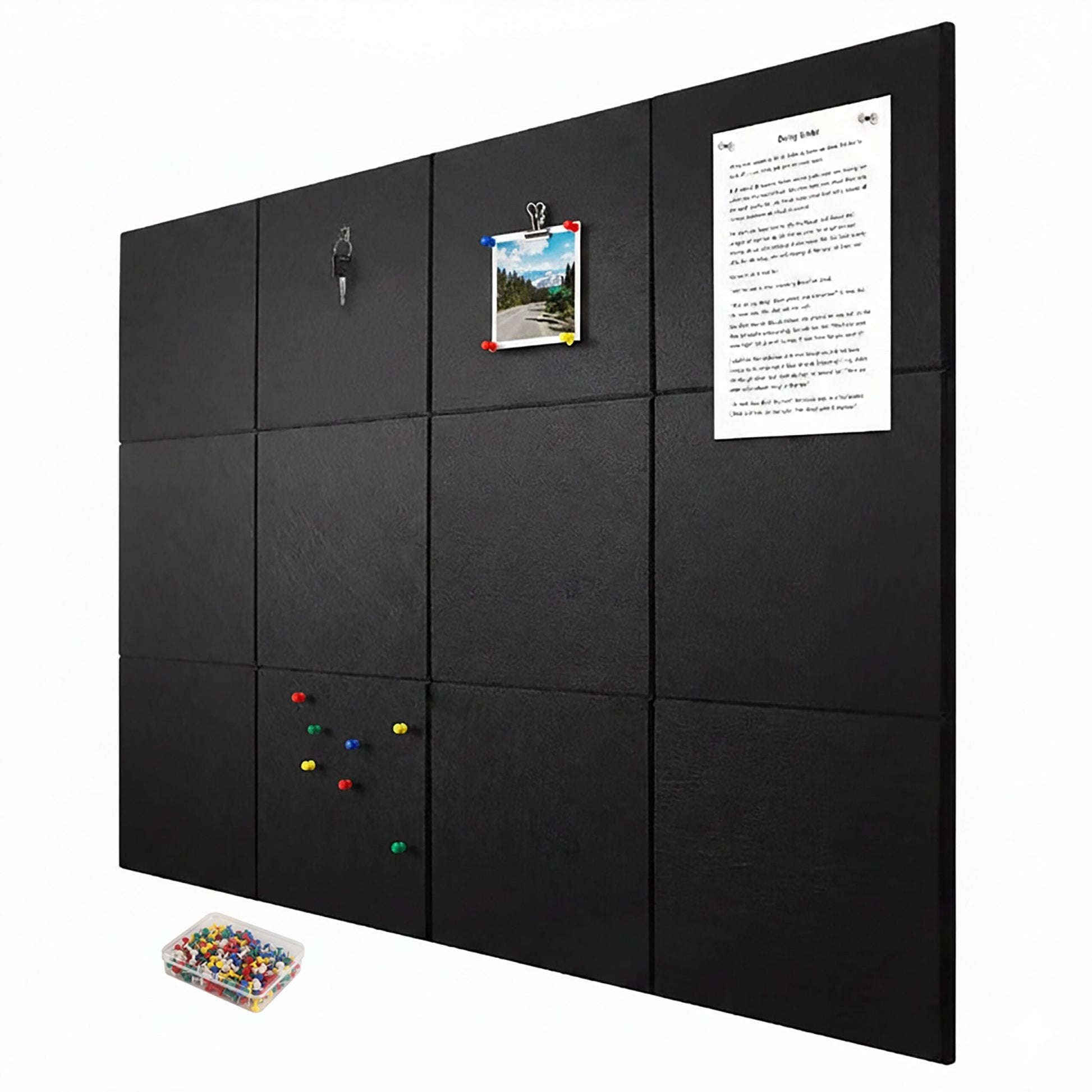 Filzpinnwandquadrate selbstklebend 12er-Set Schwarz von Relaxdays