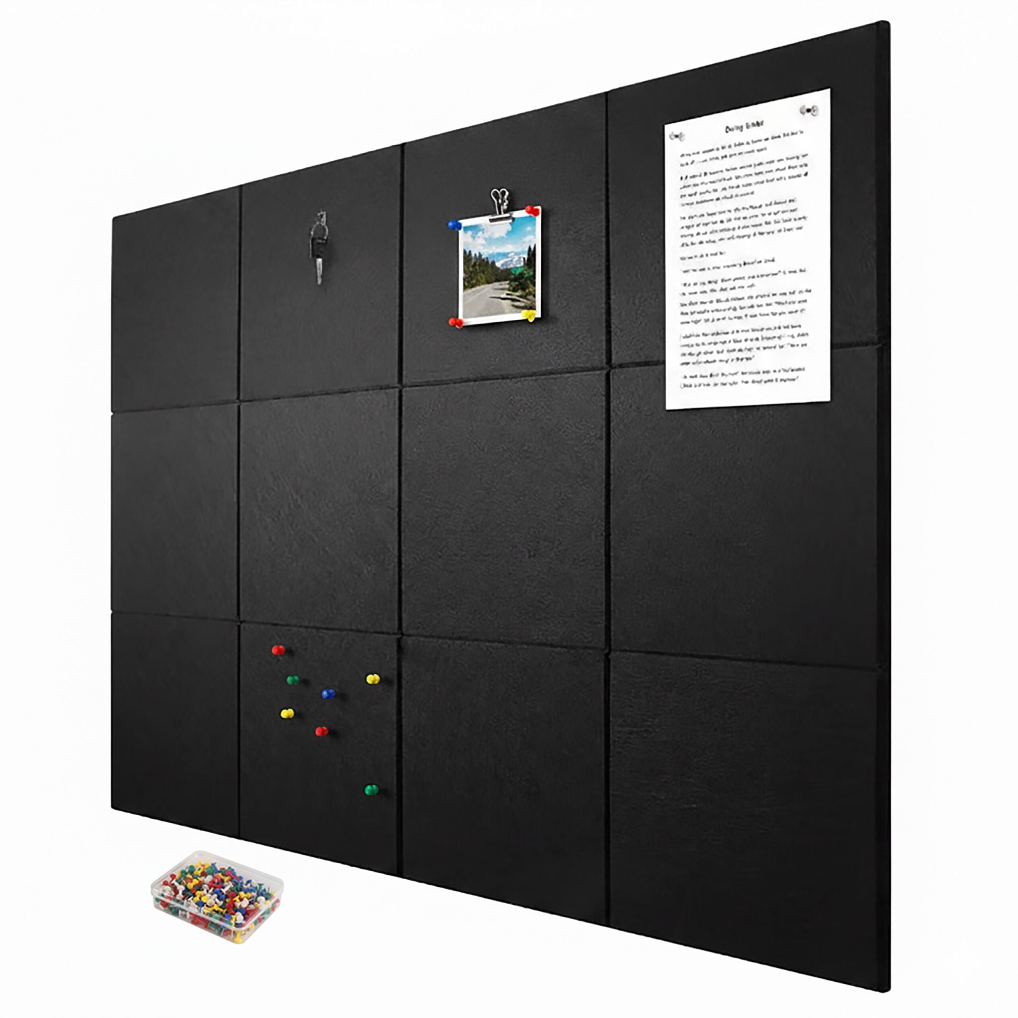 Filzpinnwandquadrate selbstklebend 12er-Set Schwarz von Relaxdays