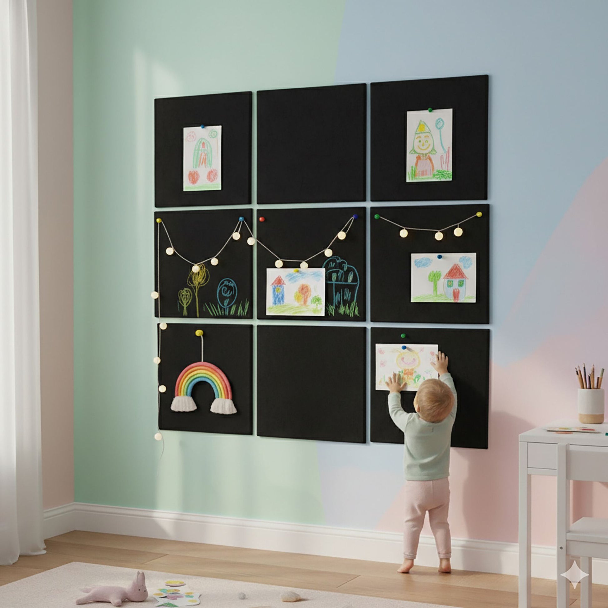 Filzpinnwandquadrate selbstklebend 12er-Set Schwarz von Relaxdays