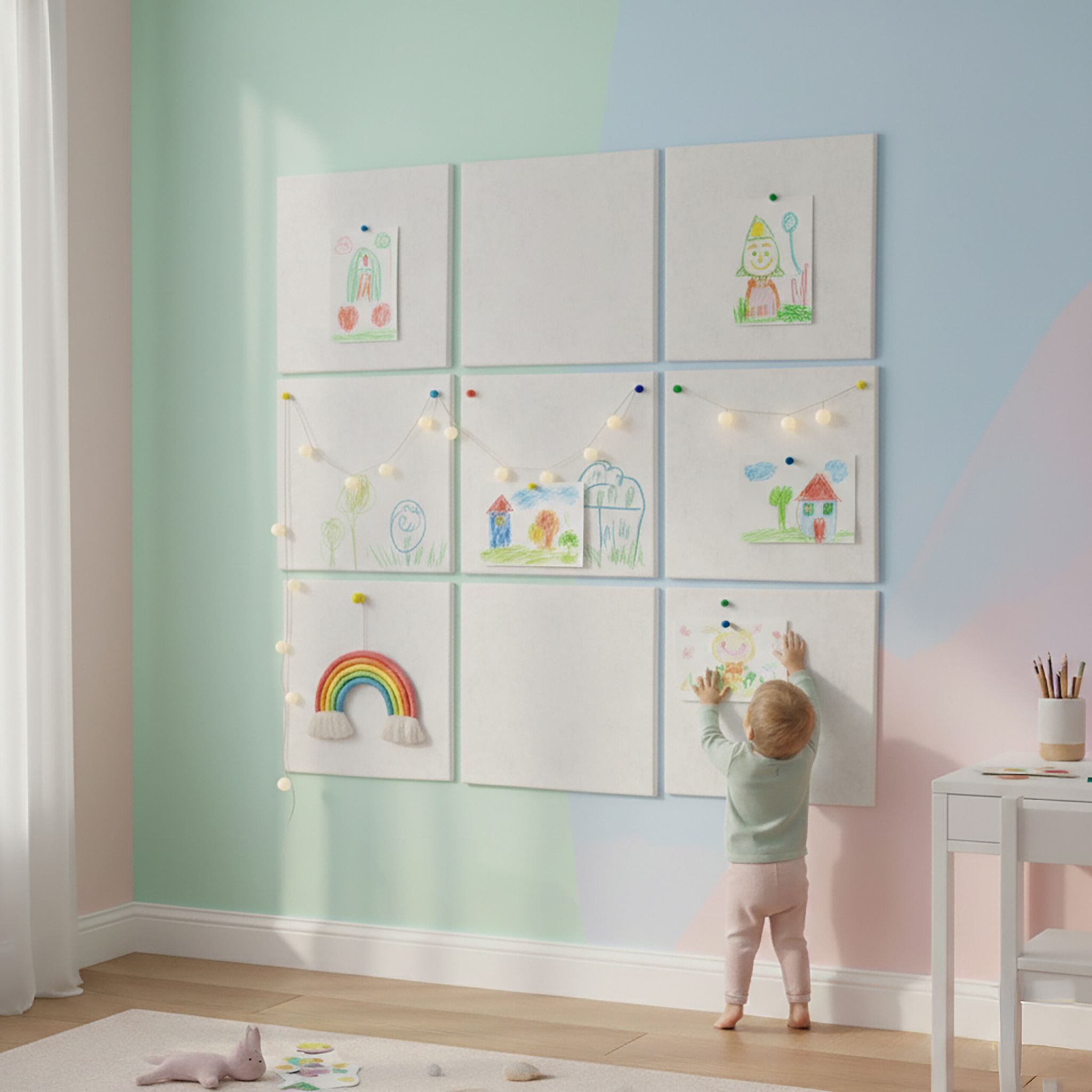 Filzpinnwandquadrate selbstklebend 12er-Set Weiss von Relaxdays
