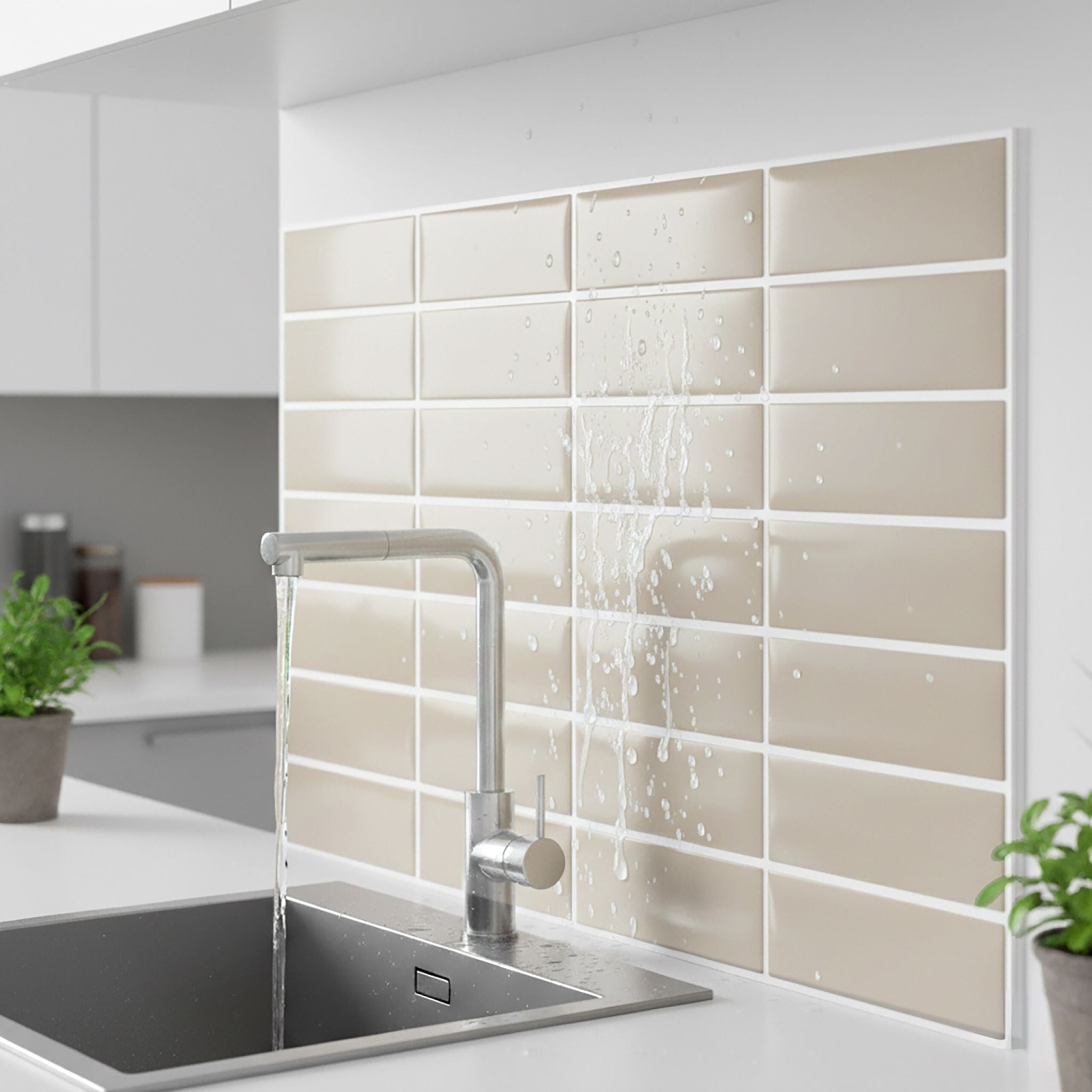 Klebefliesen 30x30 länglich Weiss-Creme von Relaxdays